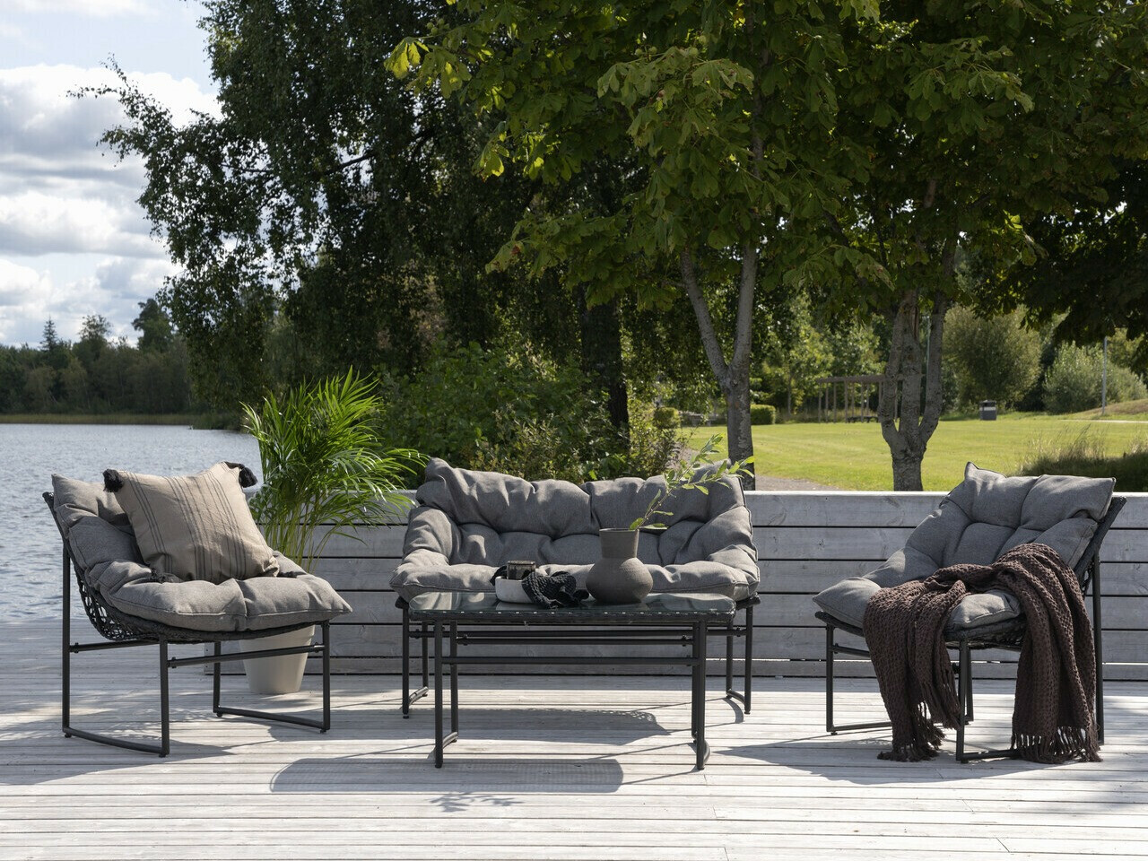 Set mobilier de exterior Dallas 4732 (Negru + Gri)