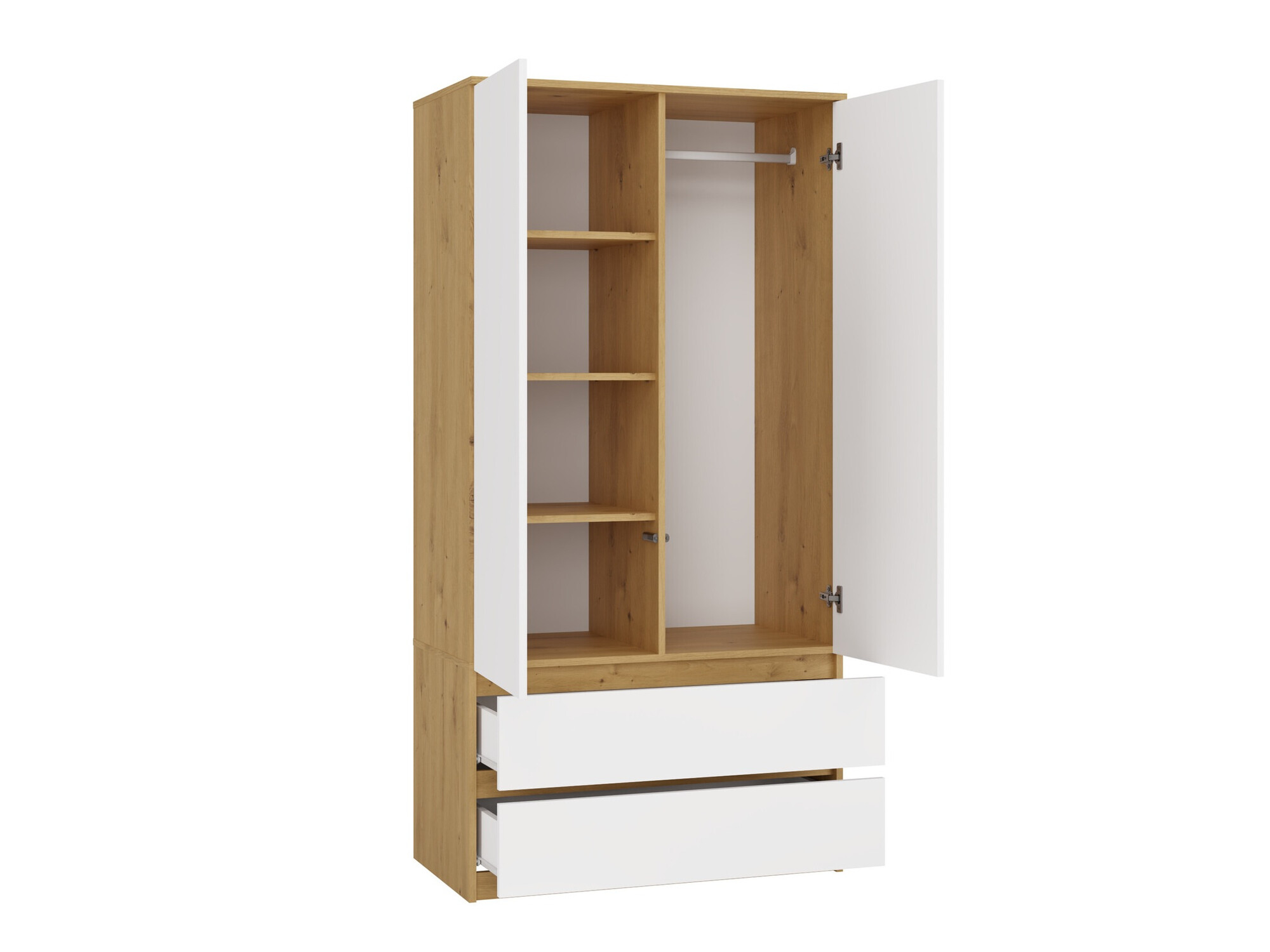 Dulap Elbvelu 116 (Stejar artizan + Alb)