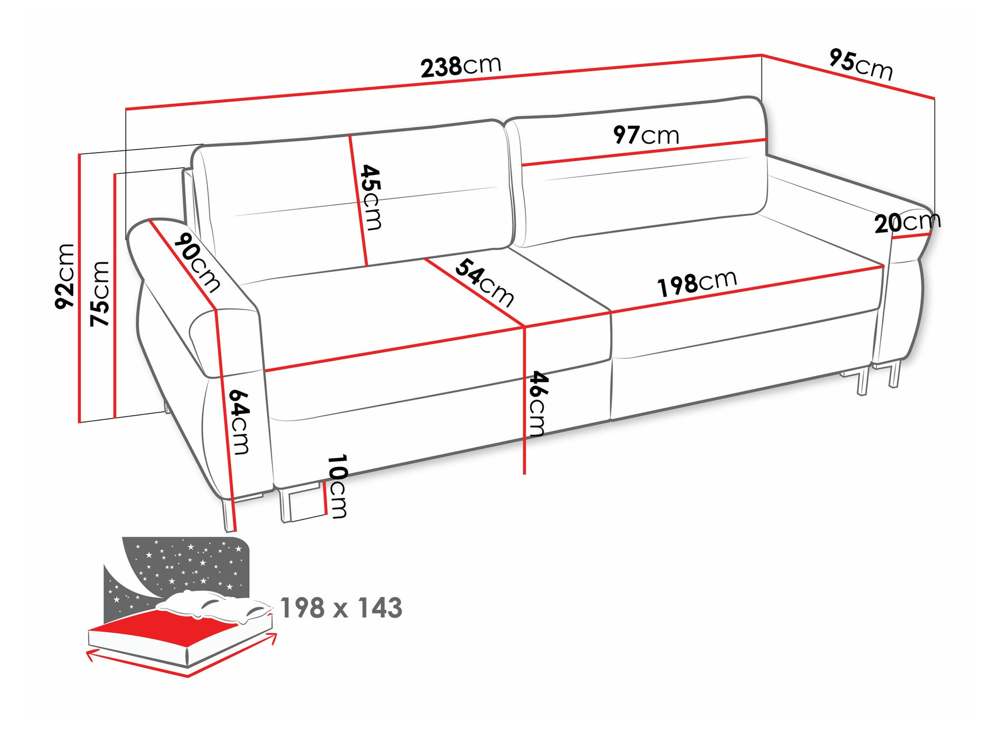 Canapea extensibilă Stonecrest 104 (Sierra 741)
