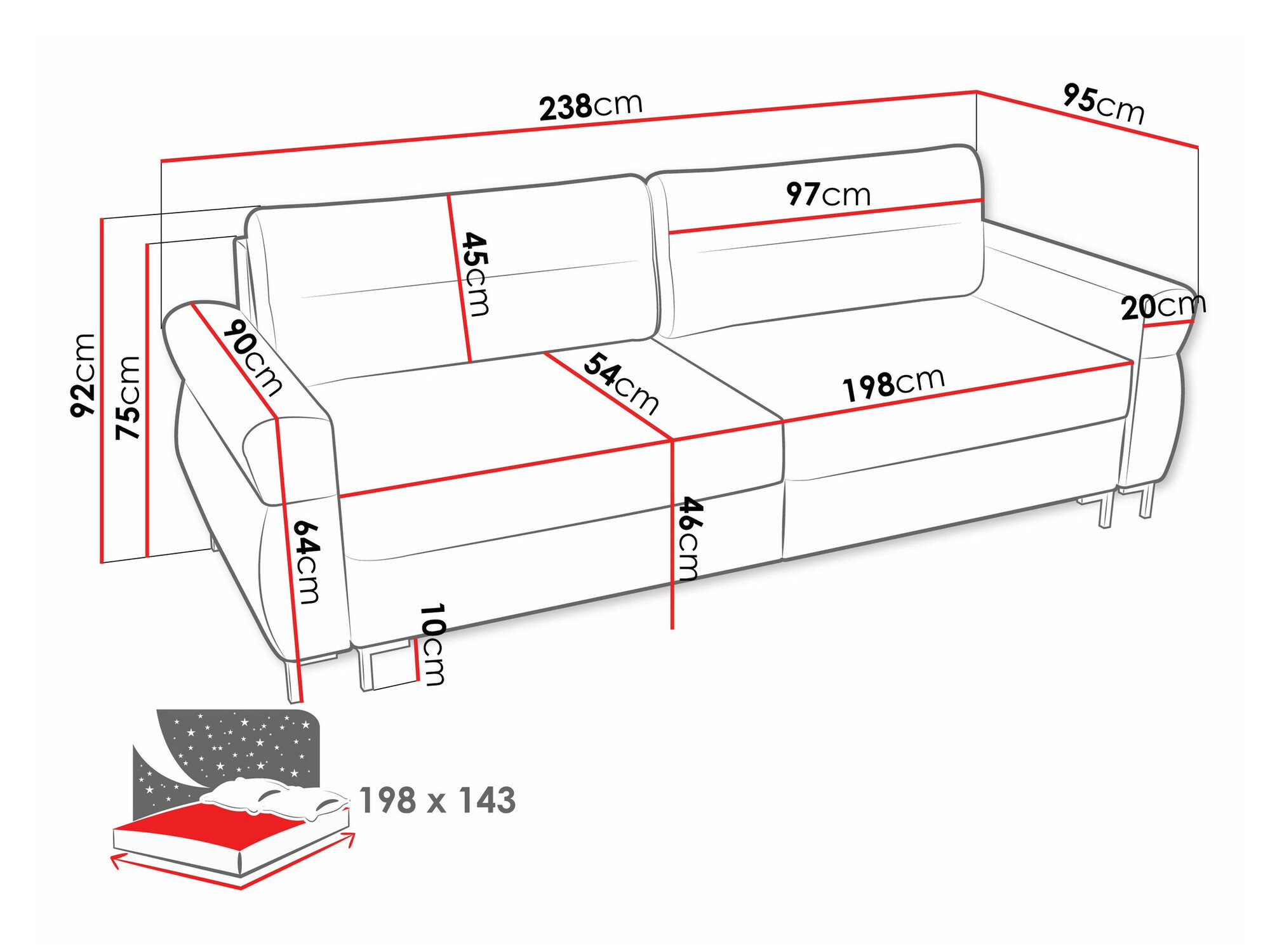 Canapea extensibilă Stonecrest 104 (Sierra 744)
