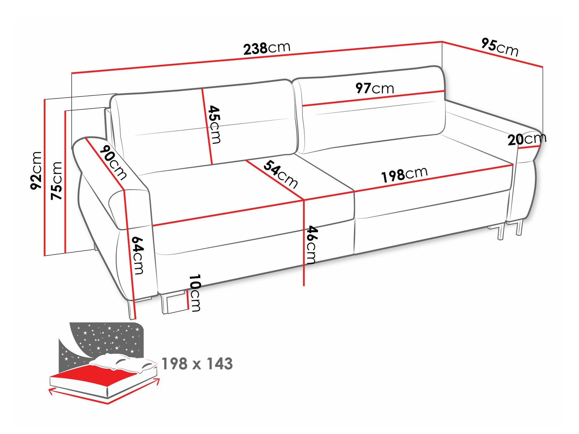 Canapea extensibilă Stonecrest 104 (Sierra 746)