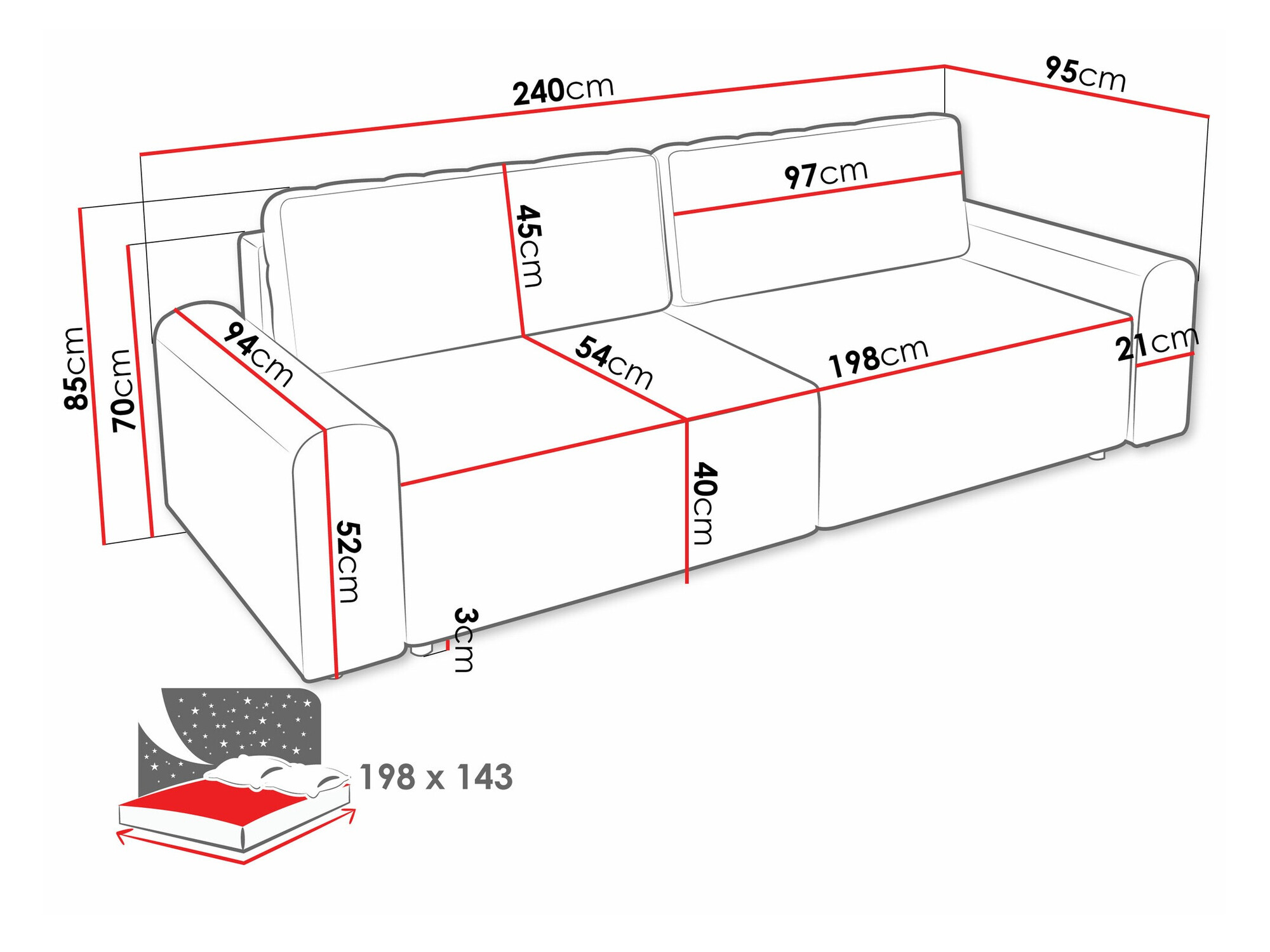 Canapea extensibilă Stonecrest 107 (Sierra 741)