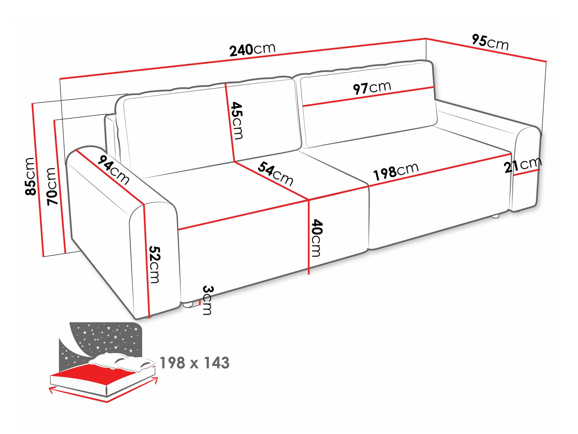 Canapea extensibilă Stonecrest 107 (Sierra 746)