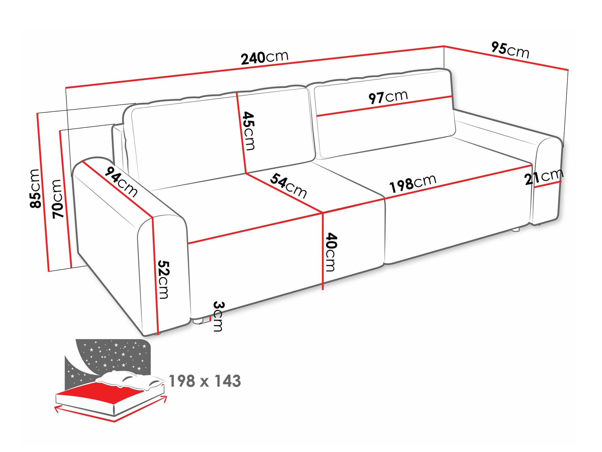 Canapea extensibilă Stonecrest 107 (Sierra 748)