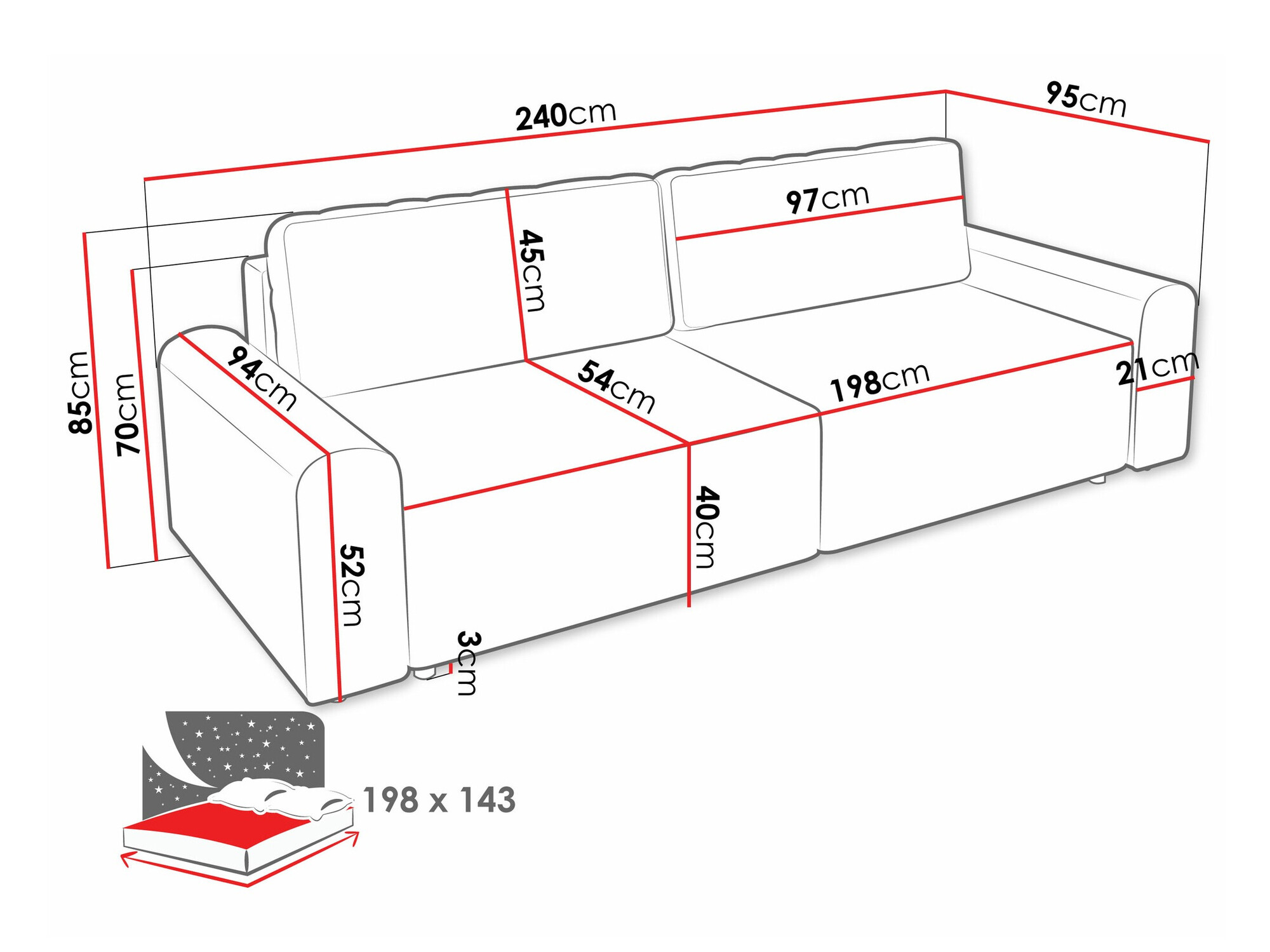 Canapea extensibilă Stonecrest 107 (Sierra 751)
