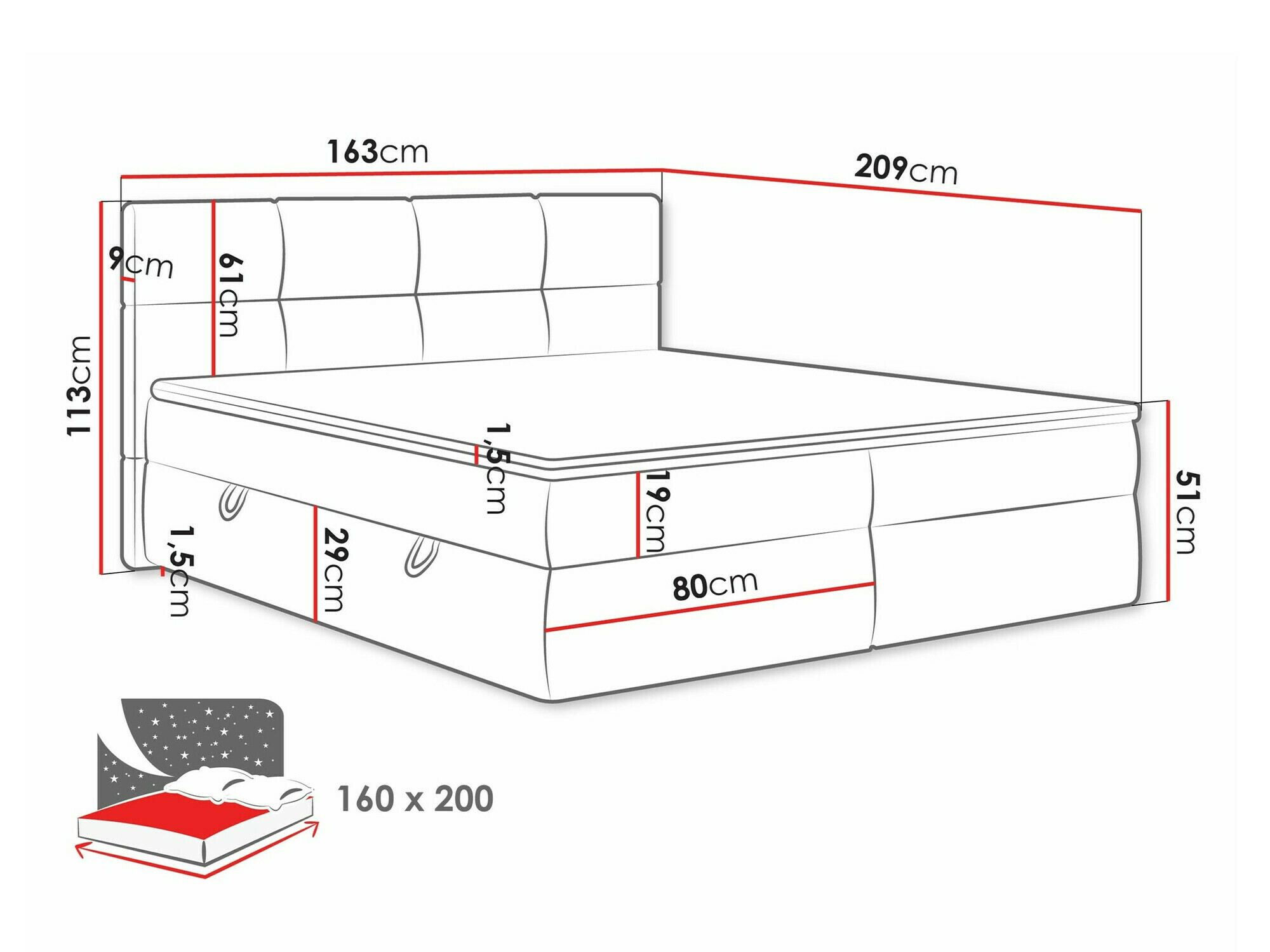 Pat boxspring ComfiDream Nivina (Curio 80)