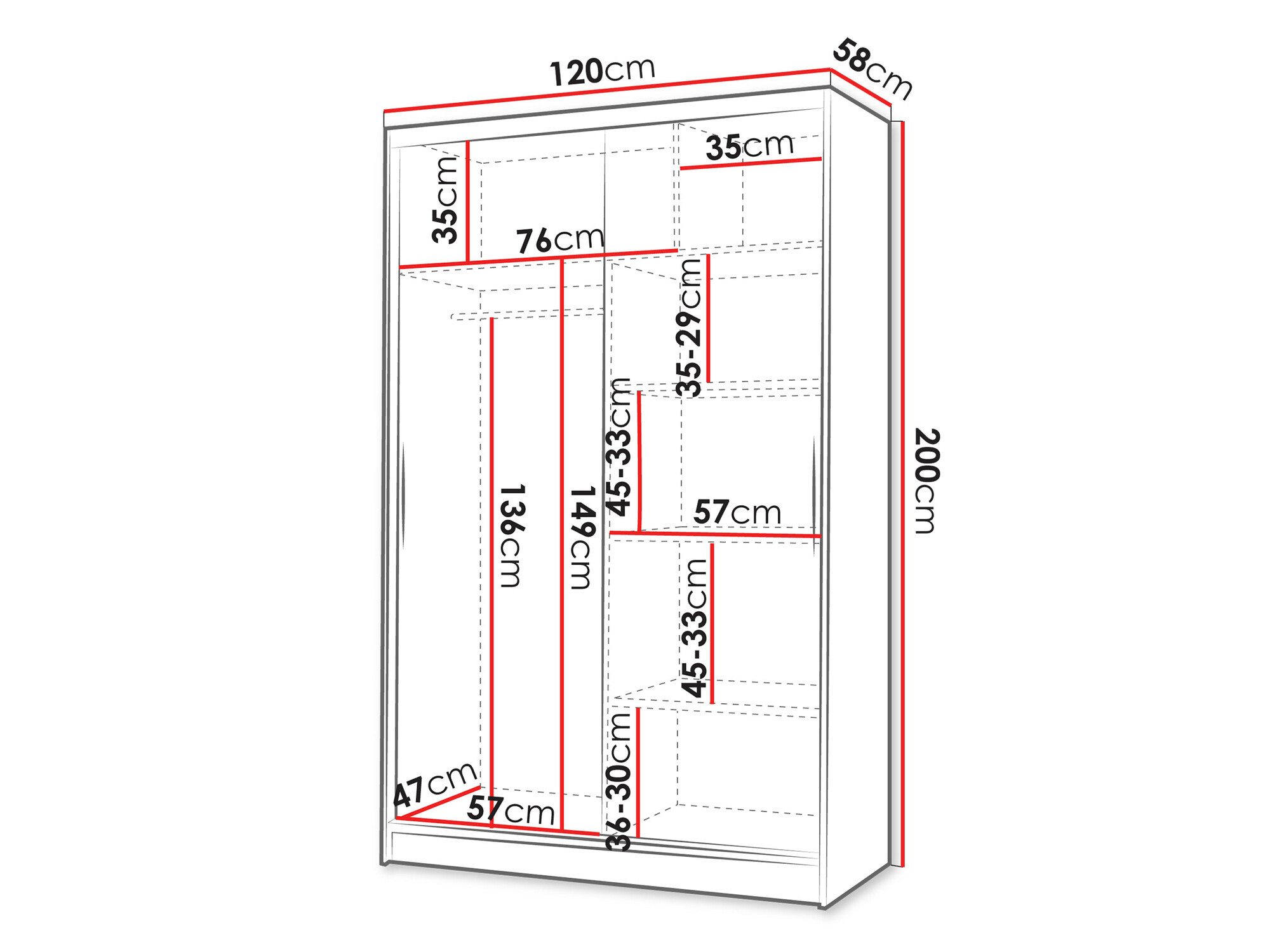 Dulap Closico Salvor V (Negru + Alb)