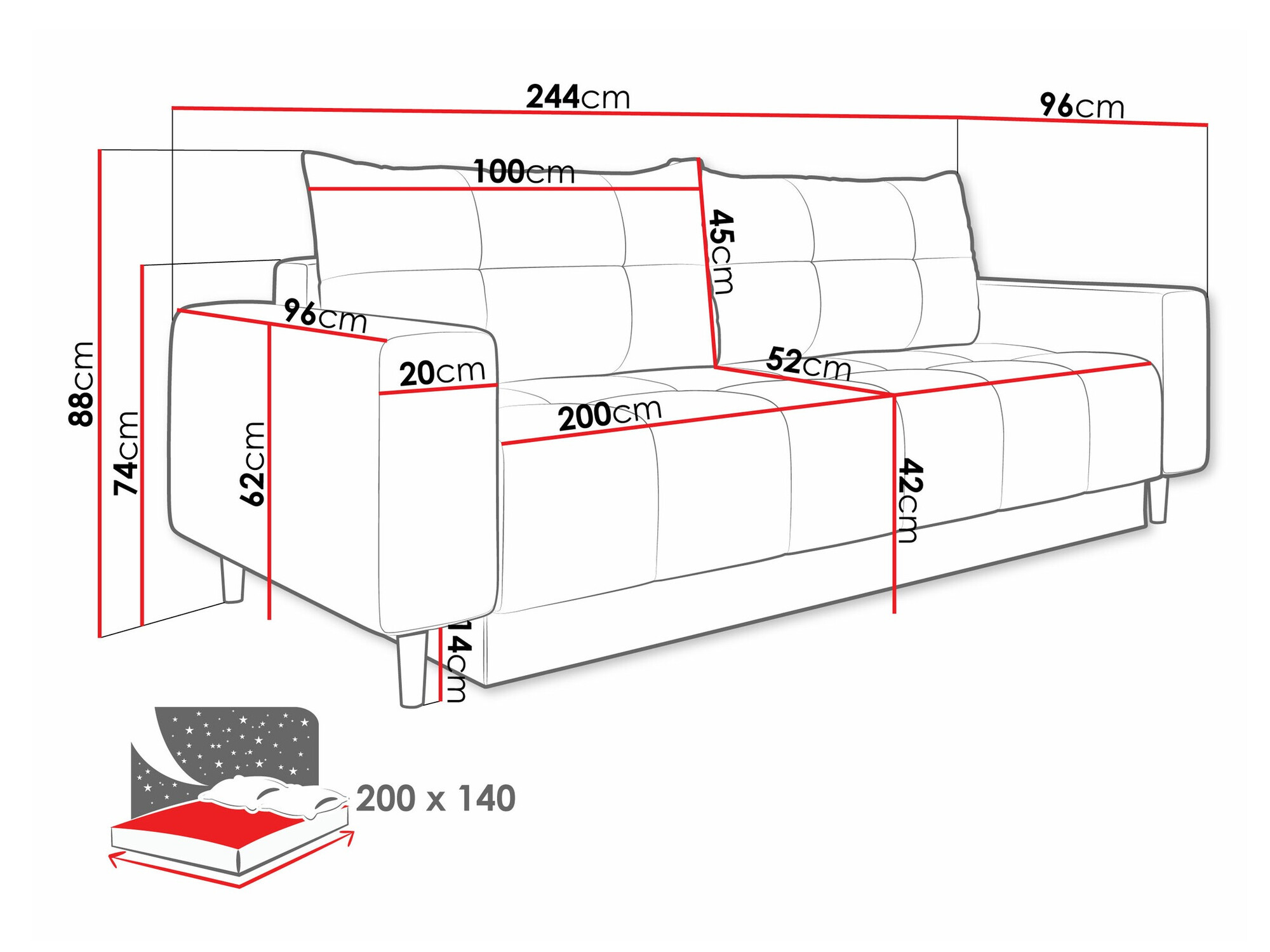 Canapea extensibilă Delaware 104 (Bluvel 28)