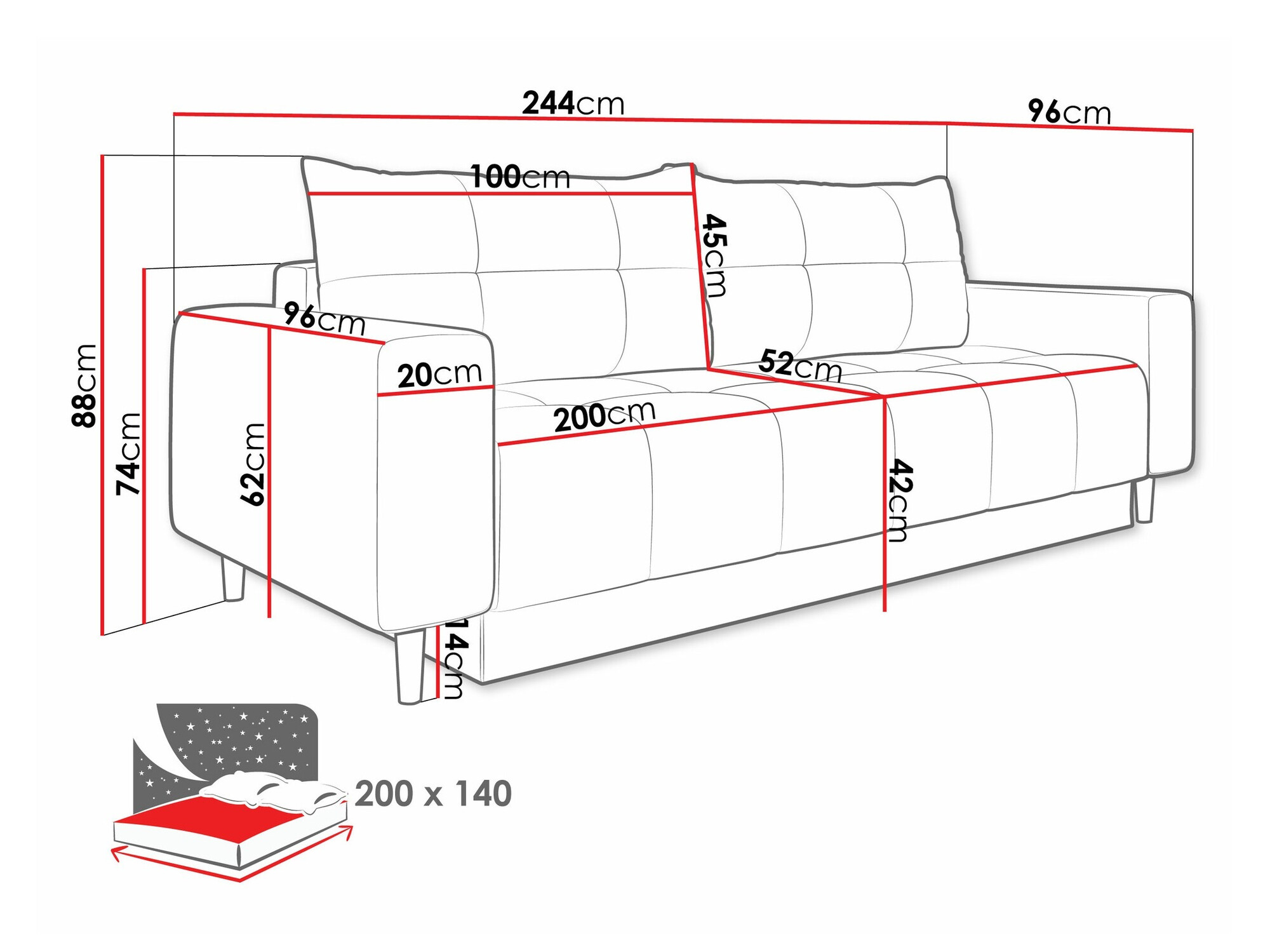 Canapea extensibilă Delaware 104 (Bluvel 68)