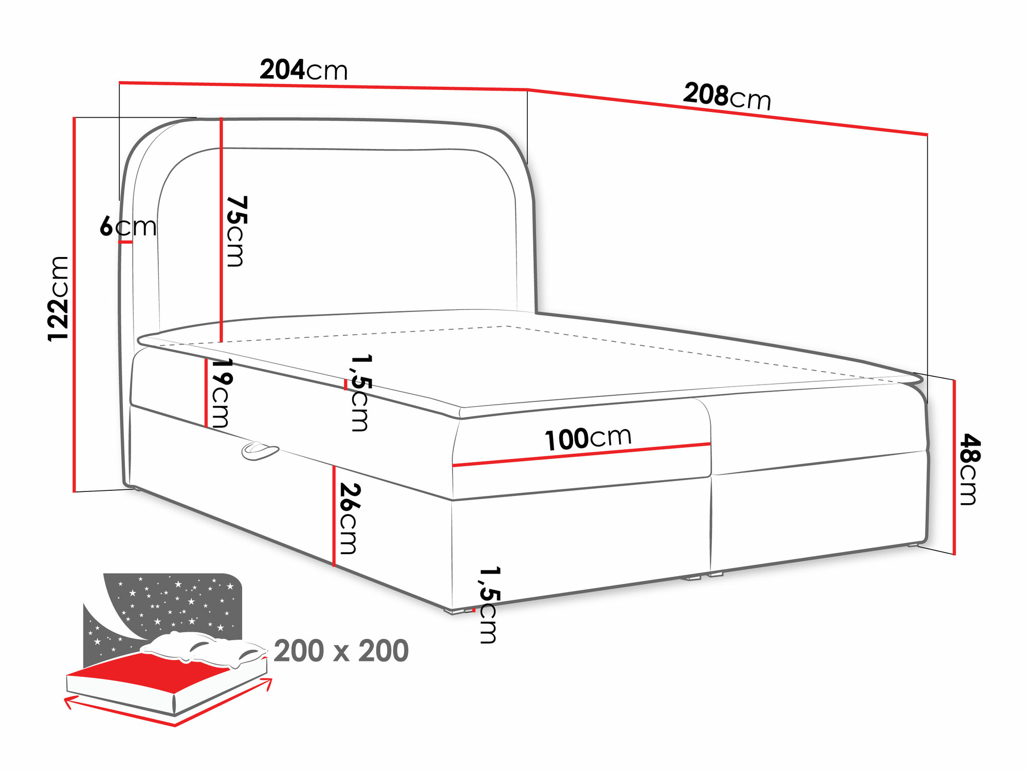 Pat boxspring Color (Coral 50)