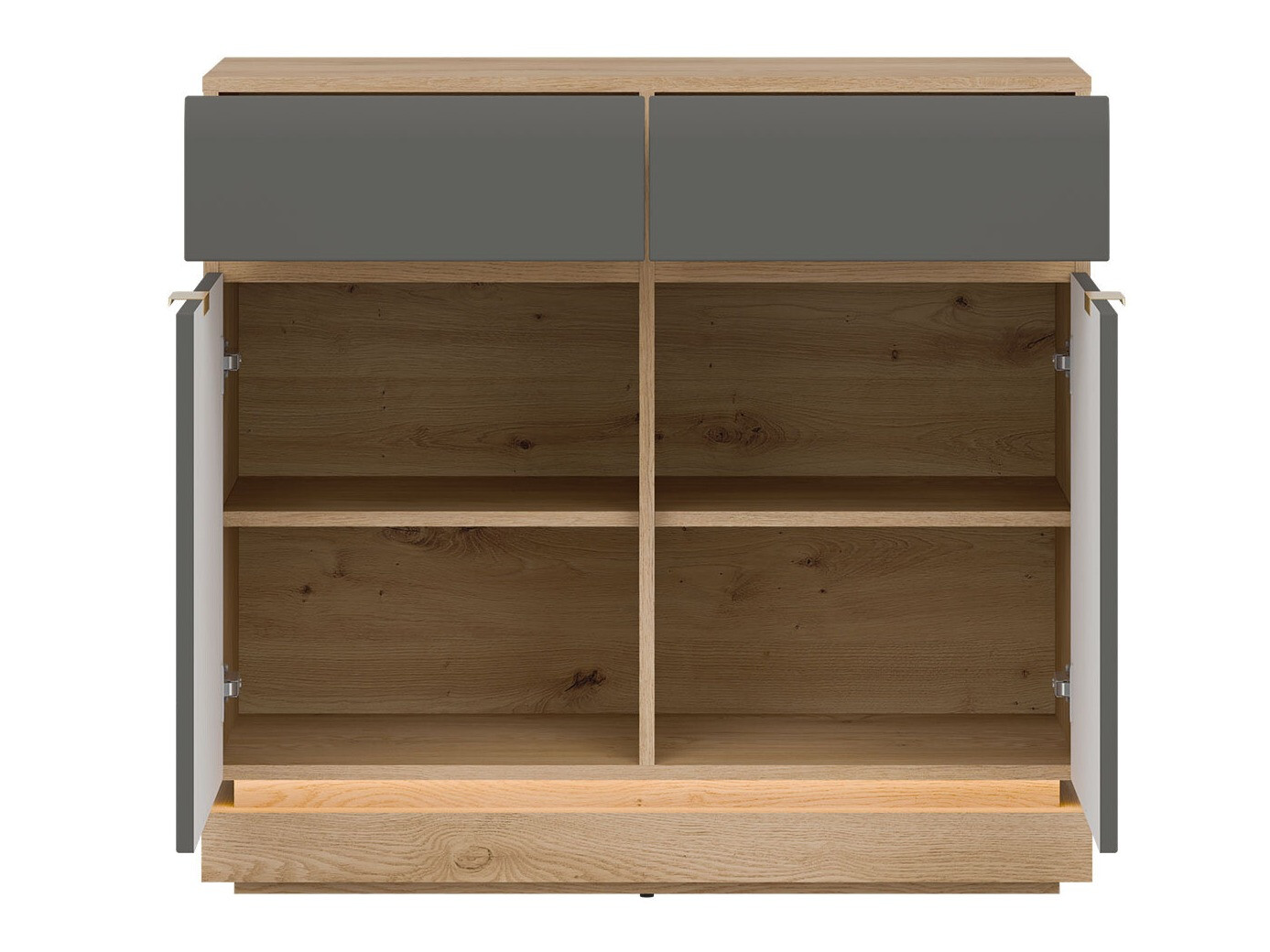 Comodă Teselbu 102 (Gri + Stejar)