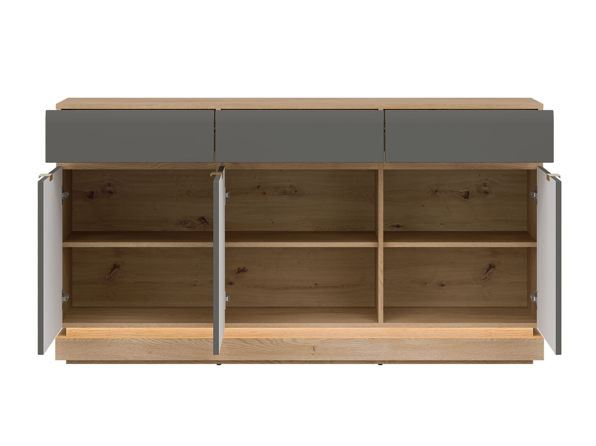 Comodă Teselbu 104 (Gri + Stejar)