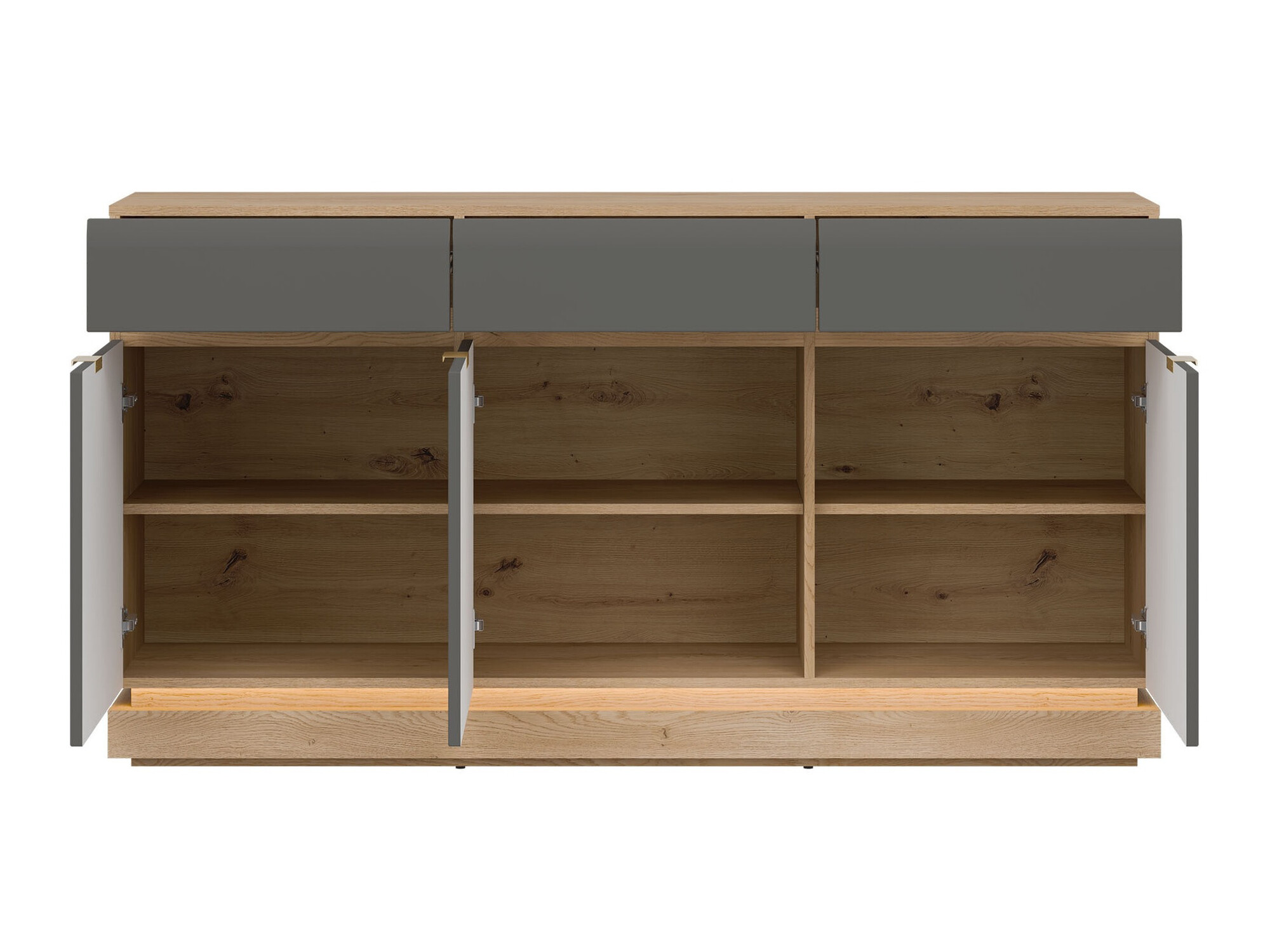 Comodă Teselbu 104 (Gri + Stejar)