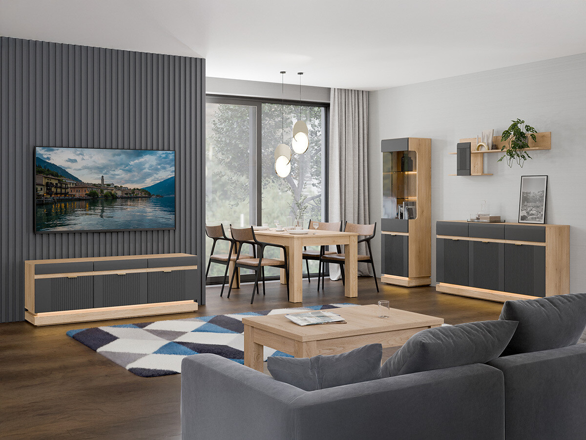 Raft de perete Teselbu 115 (Antracit + Stejar)