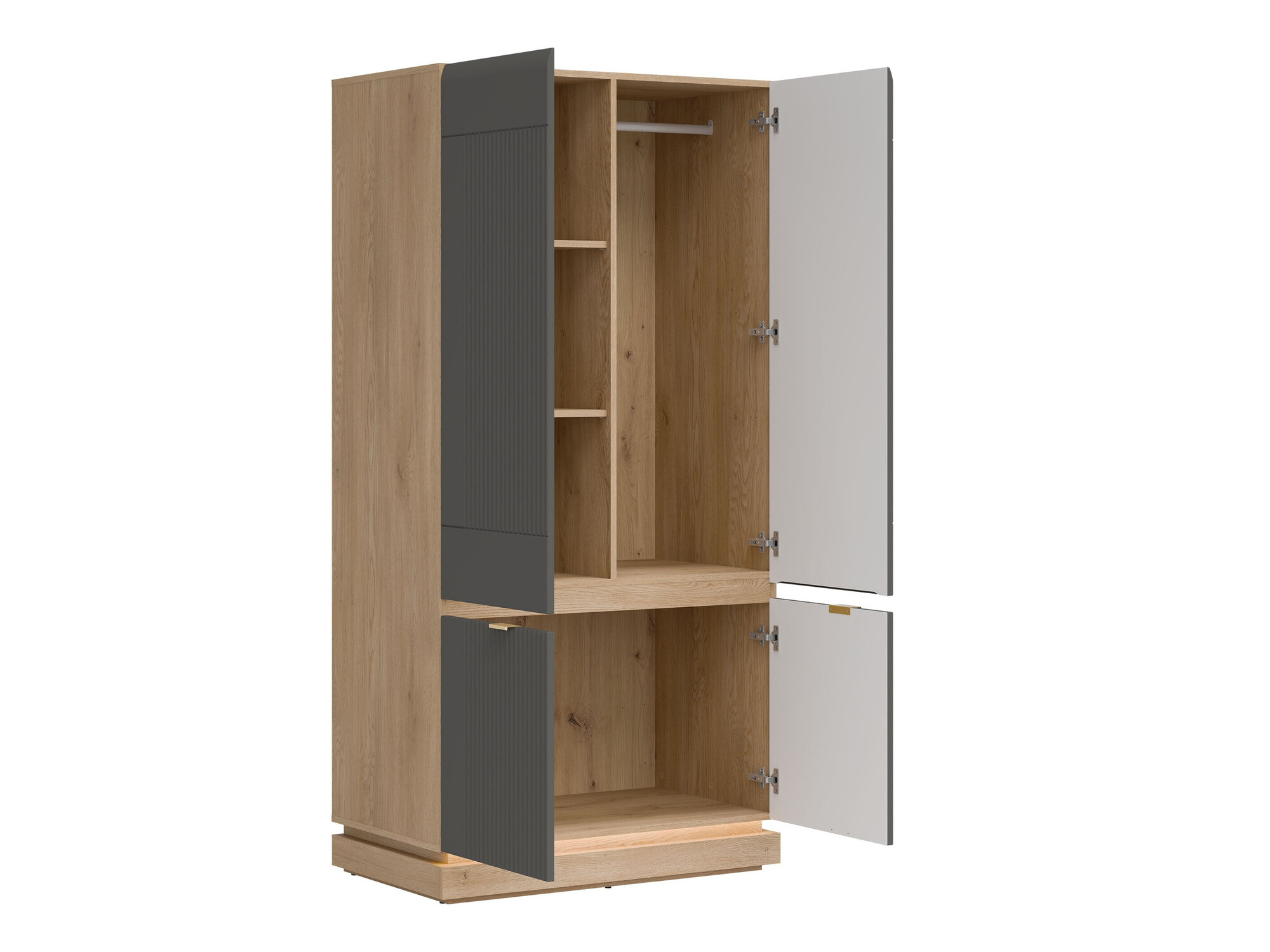 Set dormitor Teselbu 117 (Gri + Stejar)