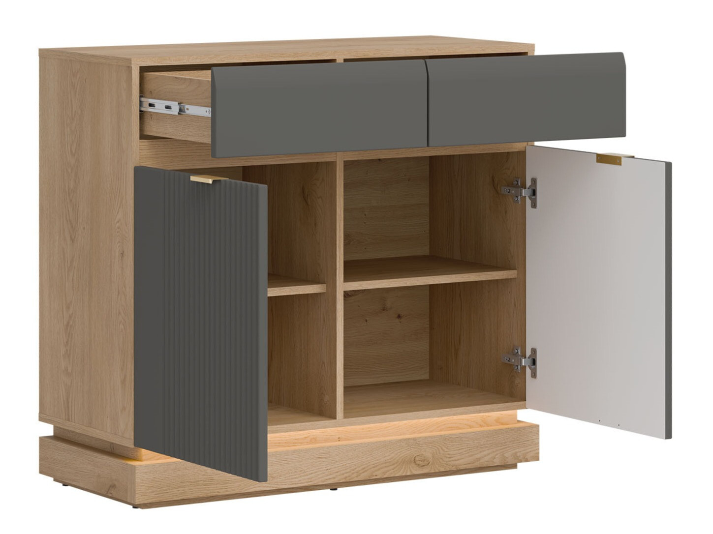 Set dormitor Teselbu 117 (Gri + Stejar)