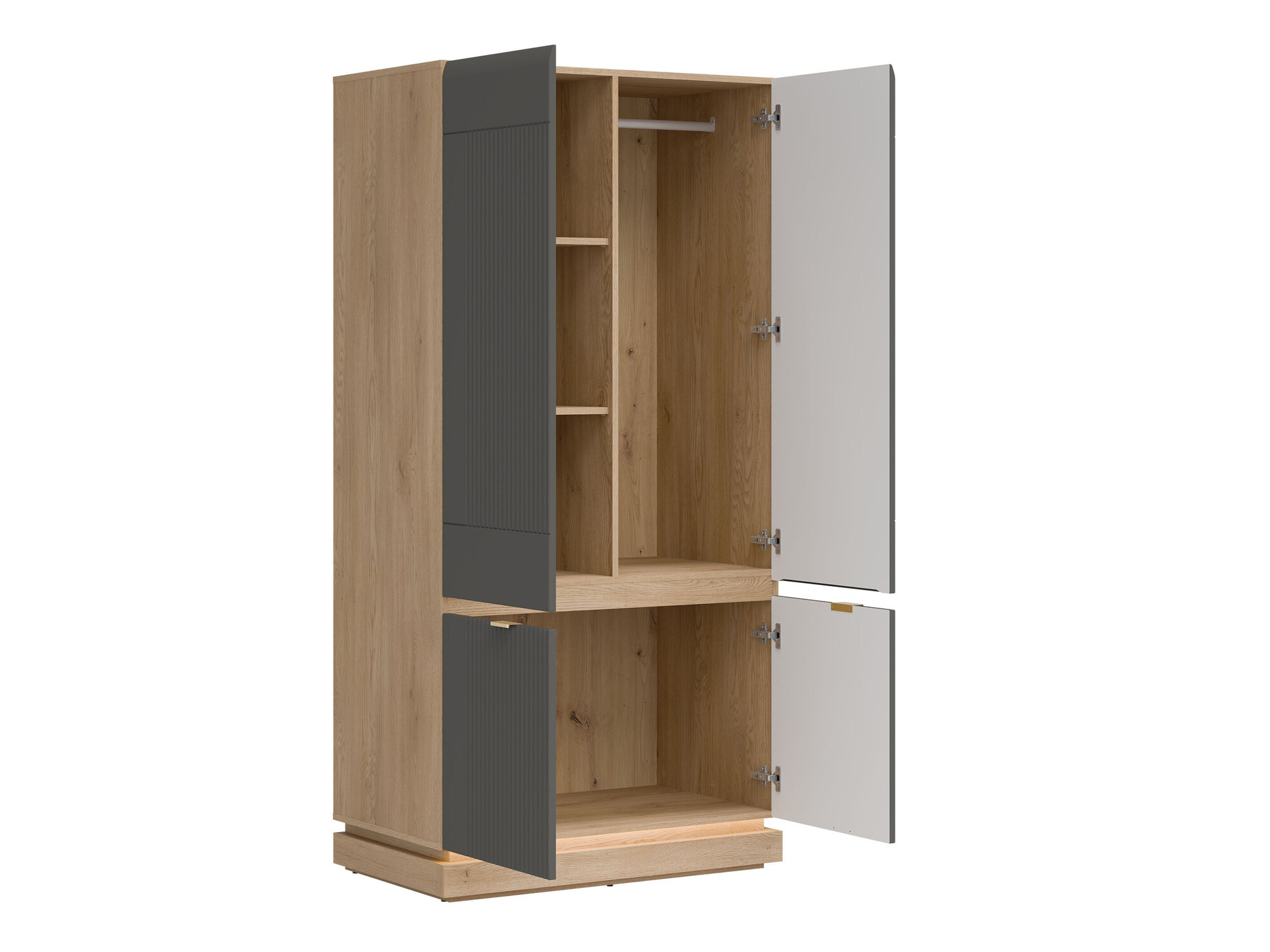 Set dormitor Teselbu 117 (Gri + Stejar)