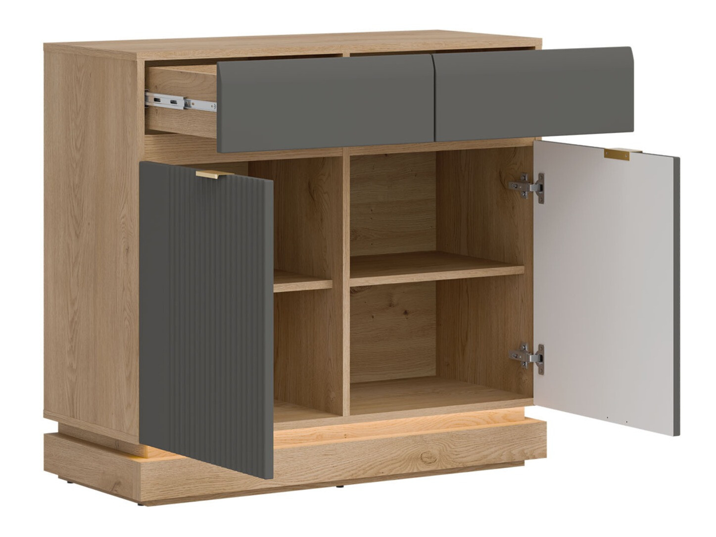 Set dormitor Teselbu 117 (Gri + Stejar)