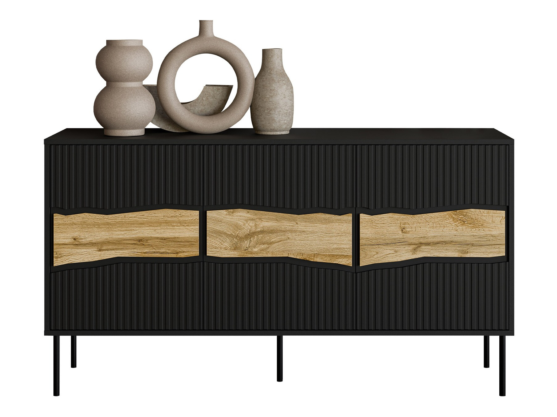 Bufet Monevare 100 (Negru + Stejar Wotan)
