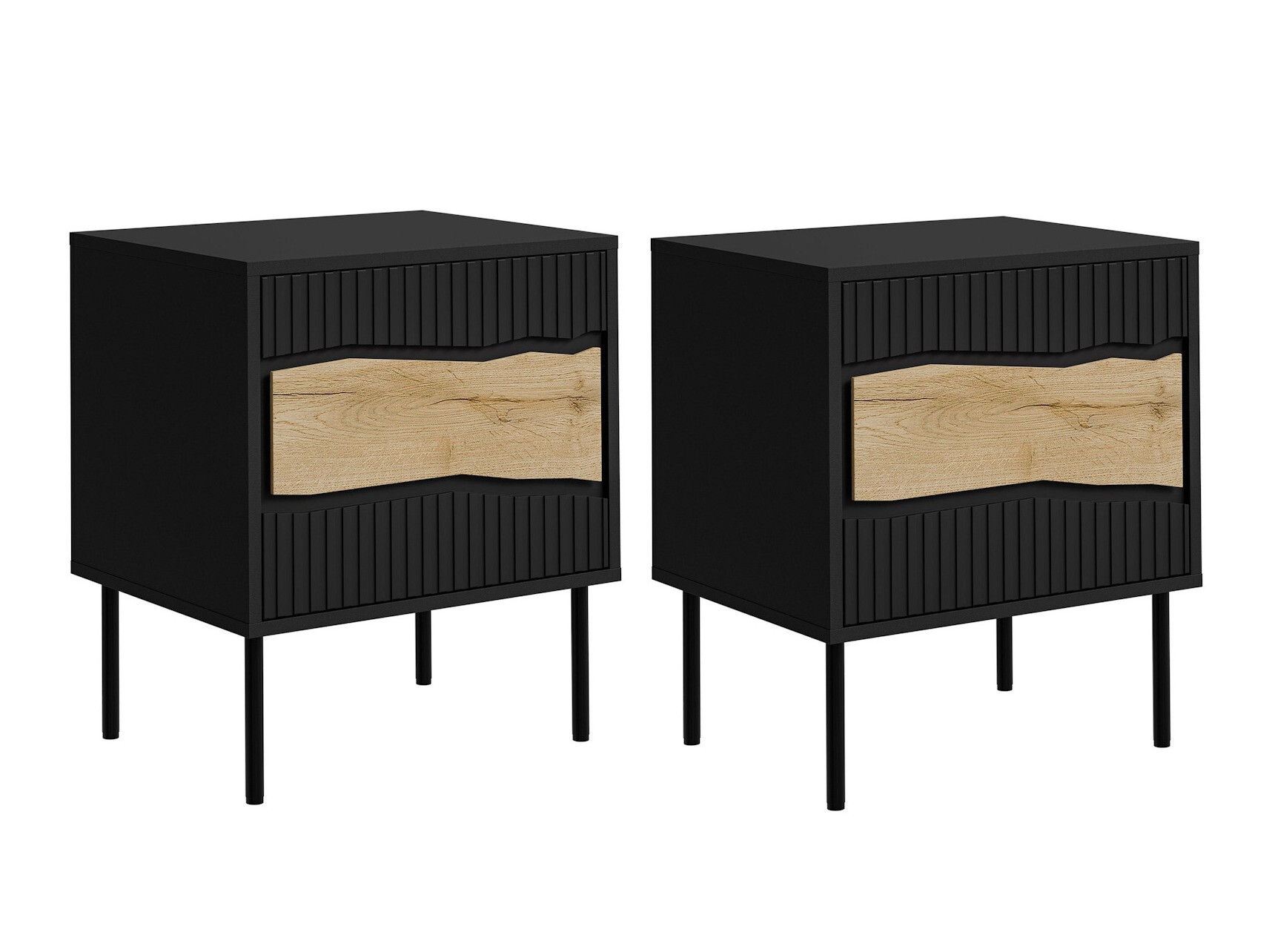 Set noptiere Monevare 104 (Negru + Stejar Wotan)