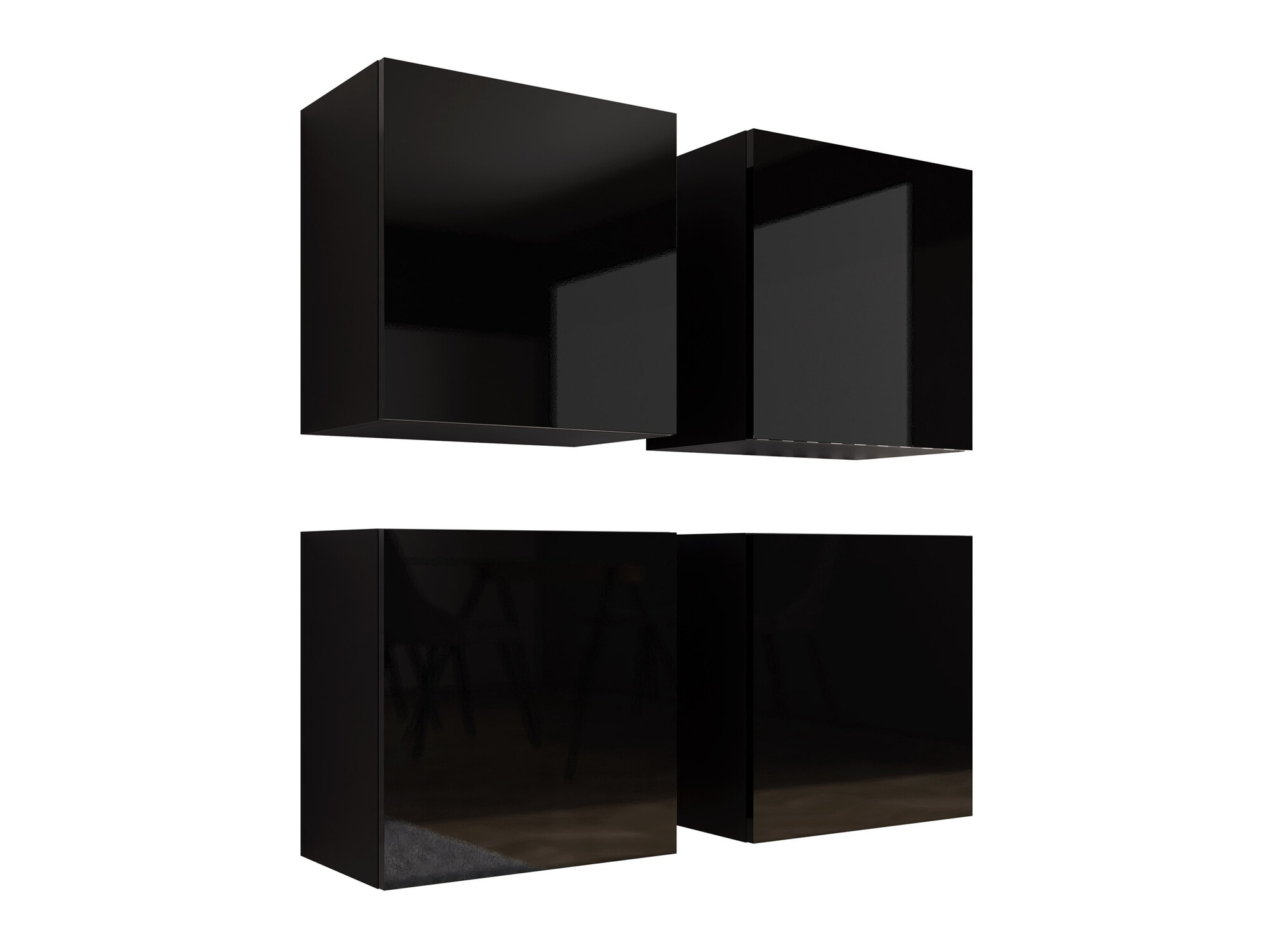 Comode TV de living Vilrin (Negru + Negru lucios)