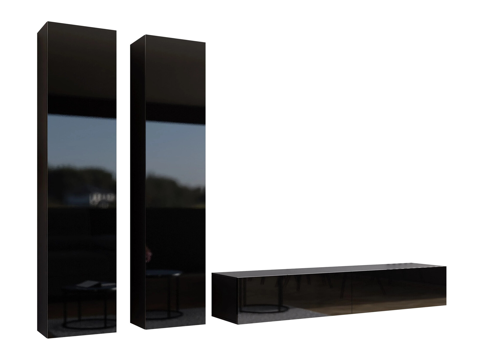 Set de living Vilrin II (Negru + Negru lucios)