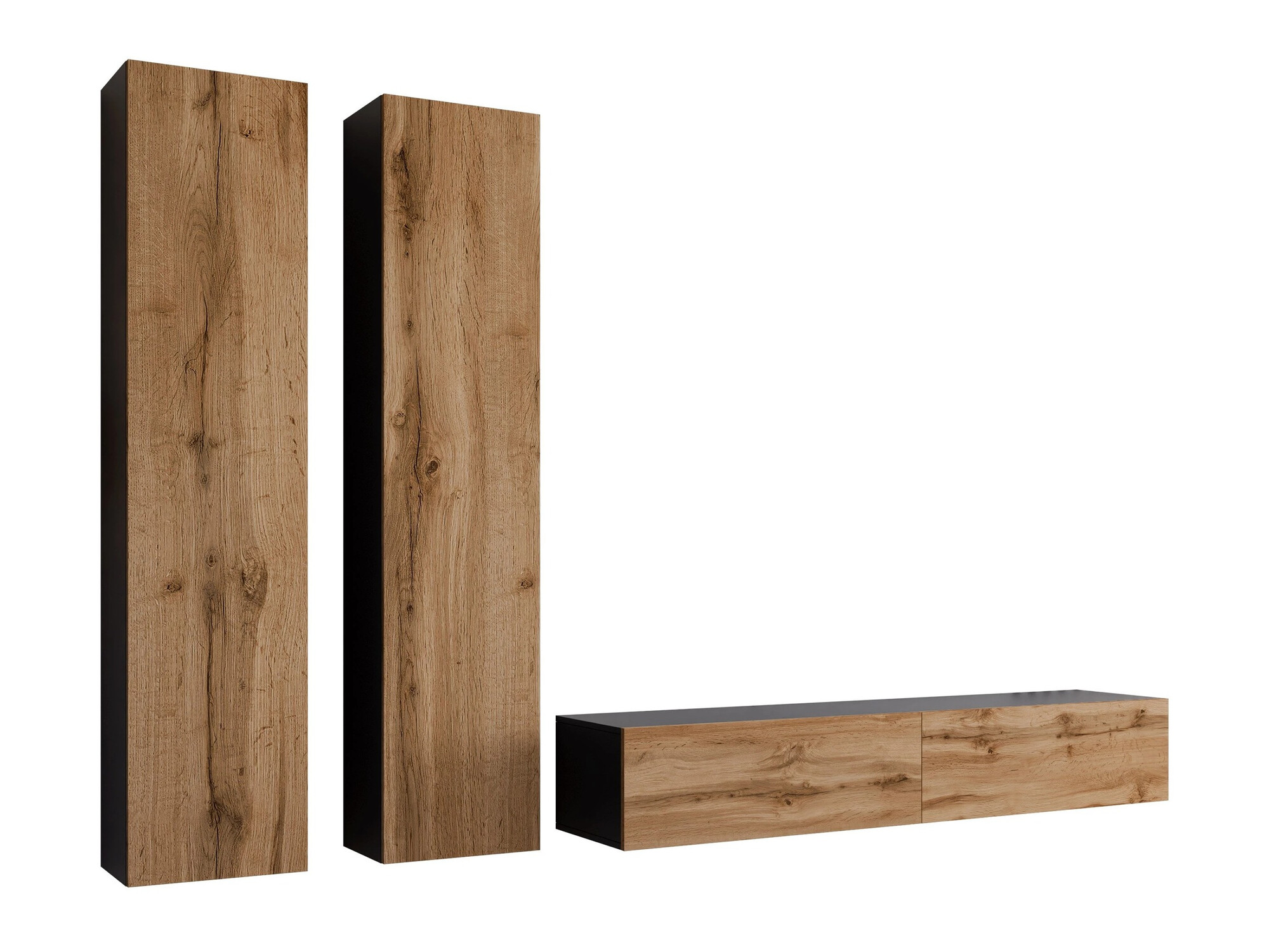 Set de living Vilrin II (Negru + Stejar Wotan)
