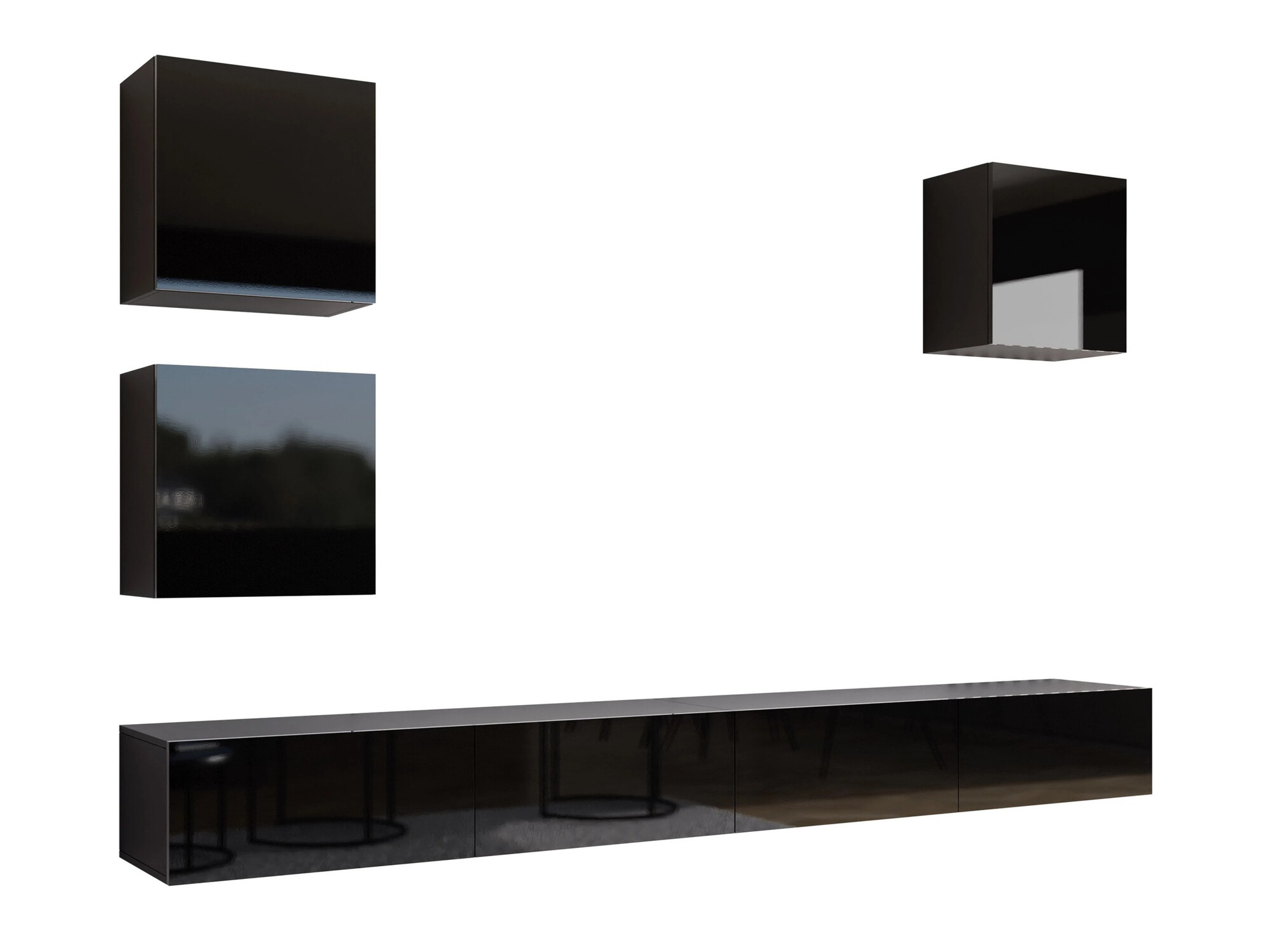 Set de living Vilrin III (Negru + Negru lucios)