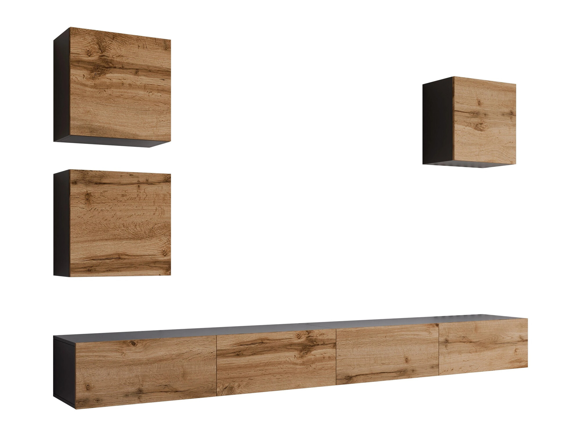 Set de living Vilrin III (Negru + Stejar Wotan)