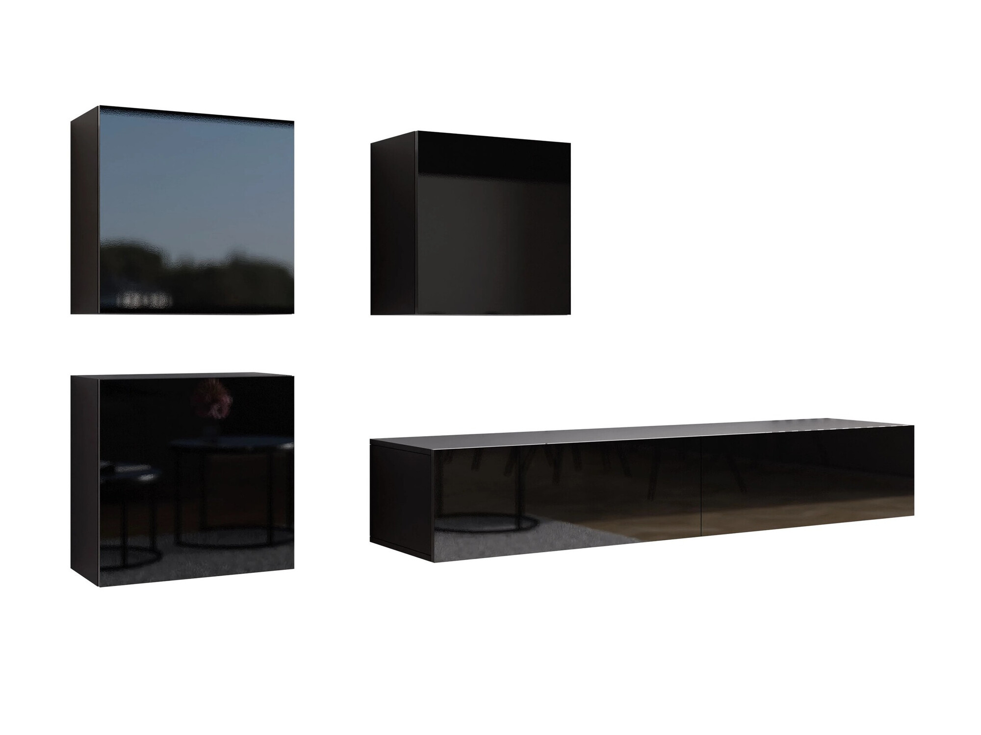 Set de living Vilrin IV (Negru + Negru lucios)