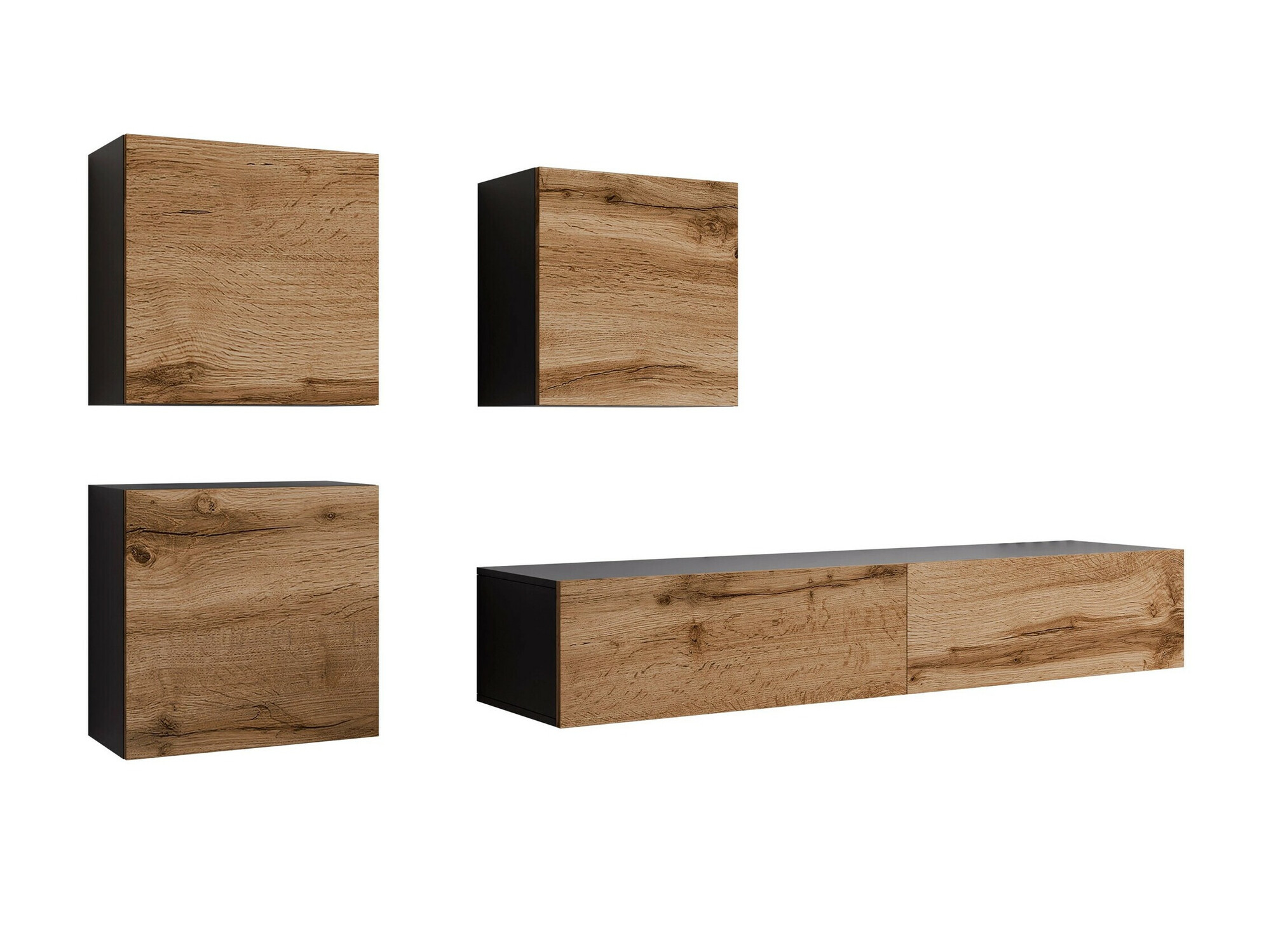 Set de living Vilrin IV (Negru + Stejar Wotan)
