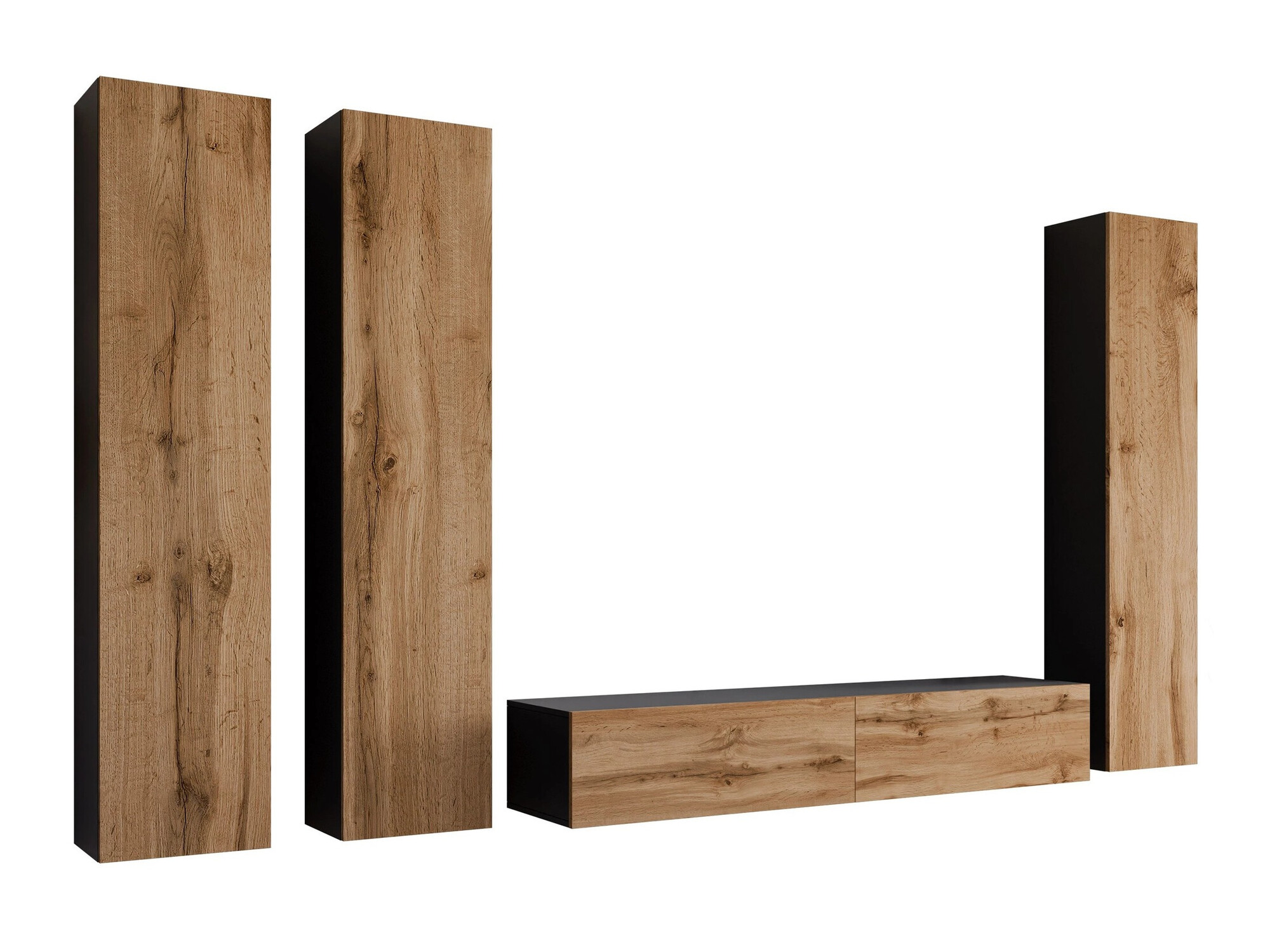 Set de living Vilrin (Negru + Stejar Wotan)