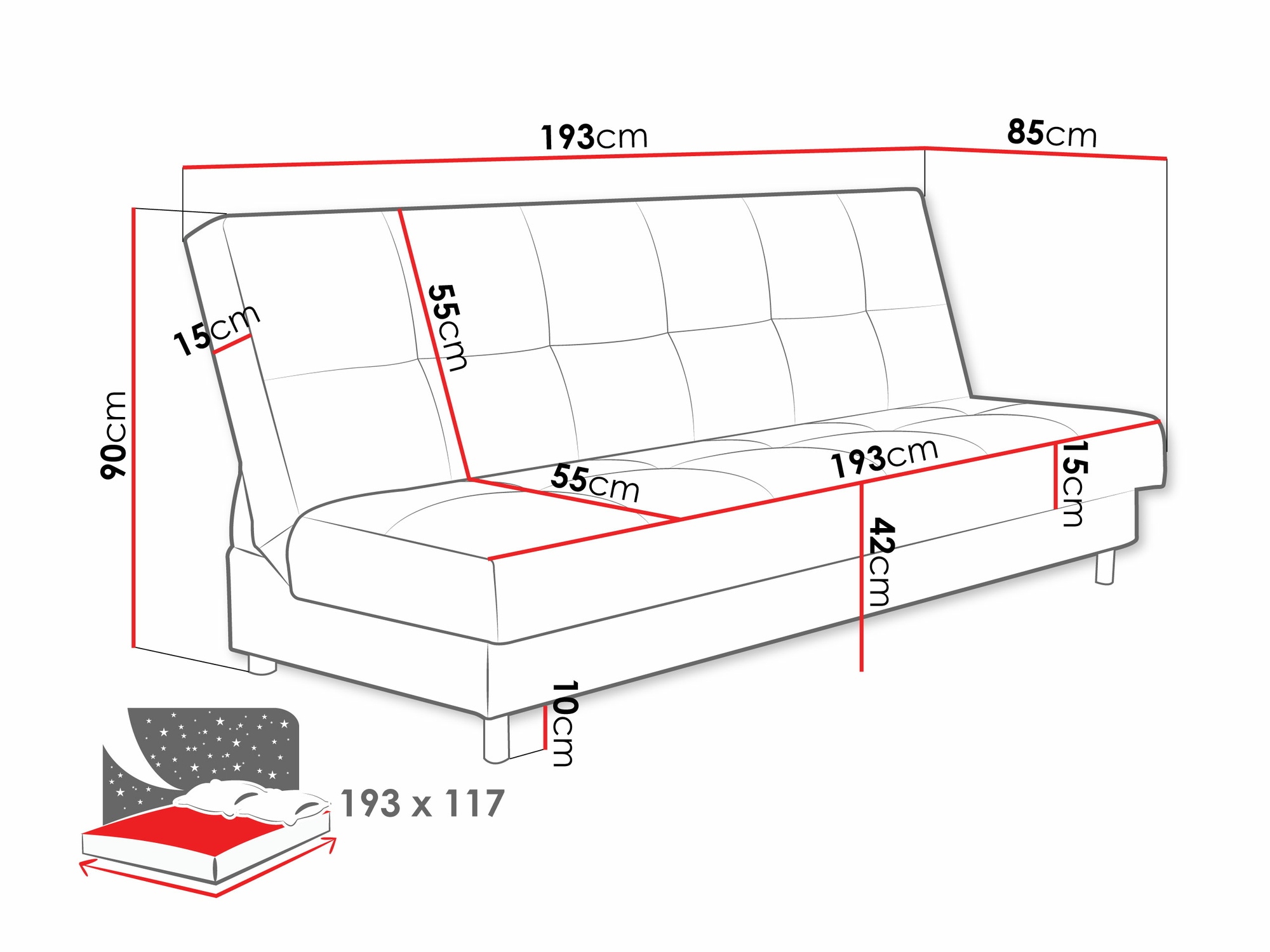 Canapea extensibilă Columbus 184 (Poso 5)