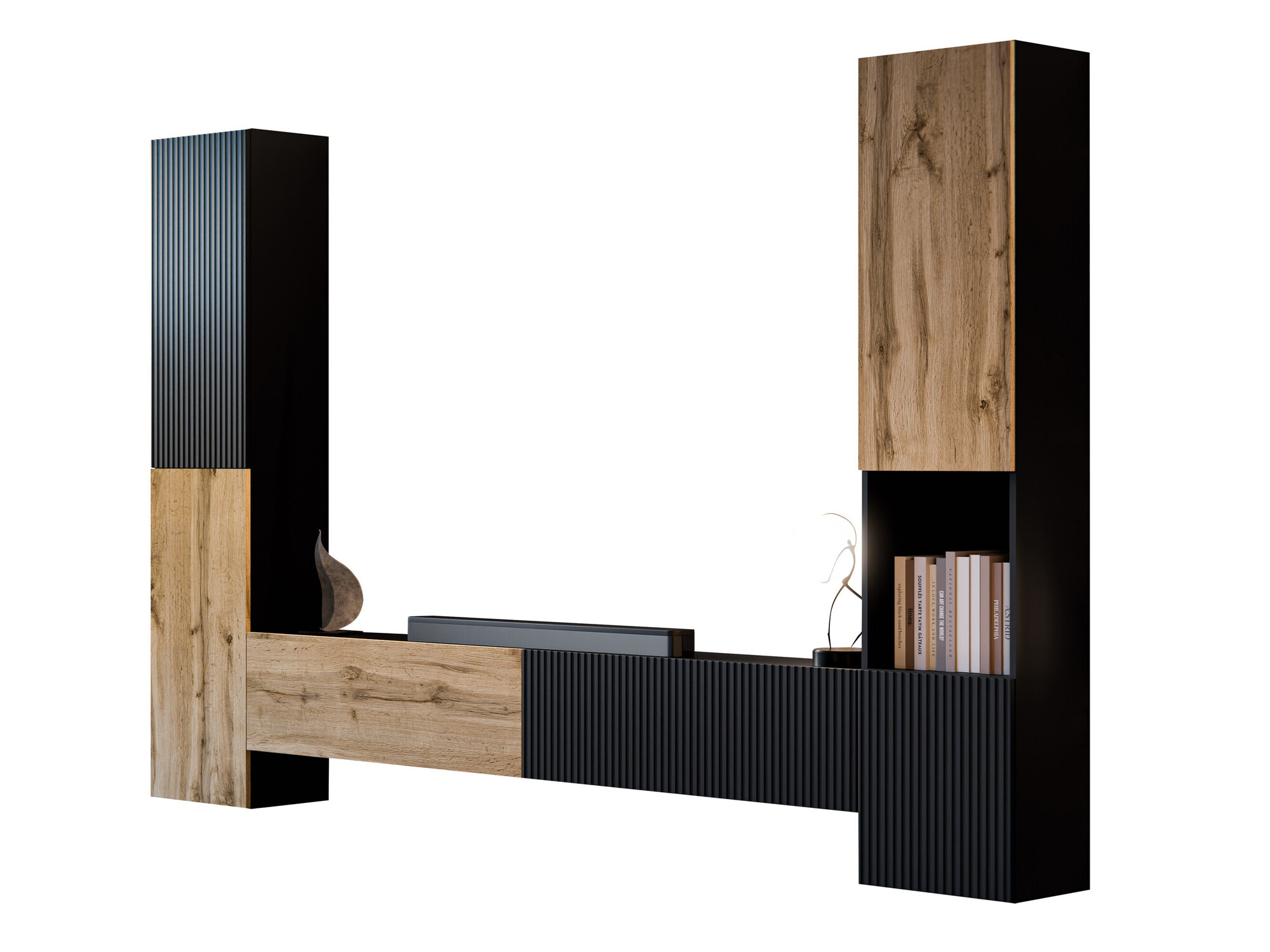 Set de living Species I (Negru + Stejar Wotan)