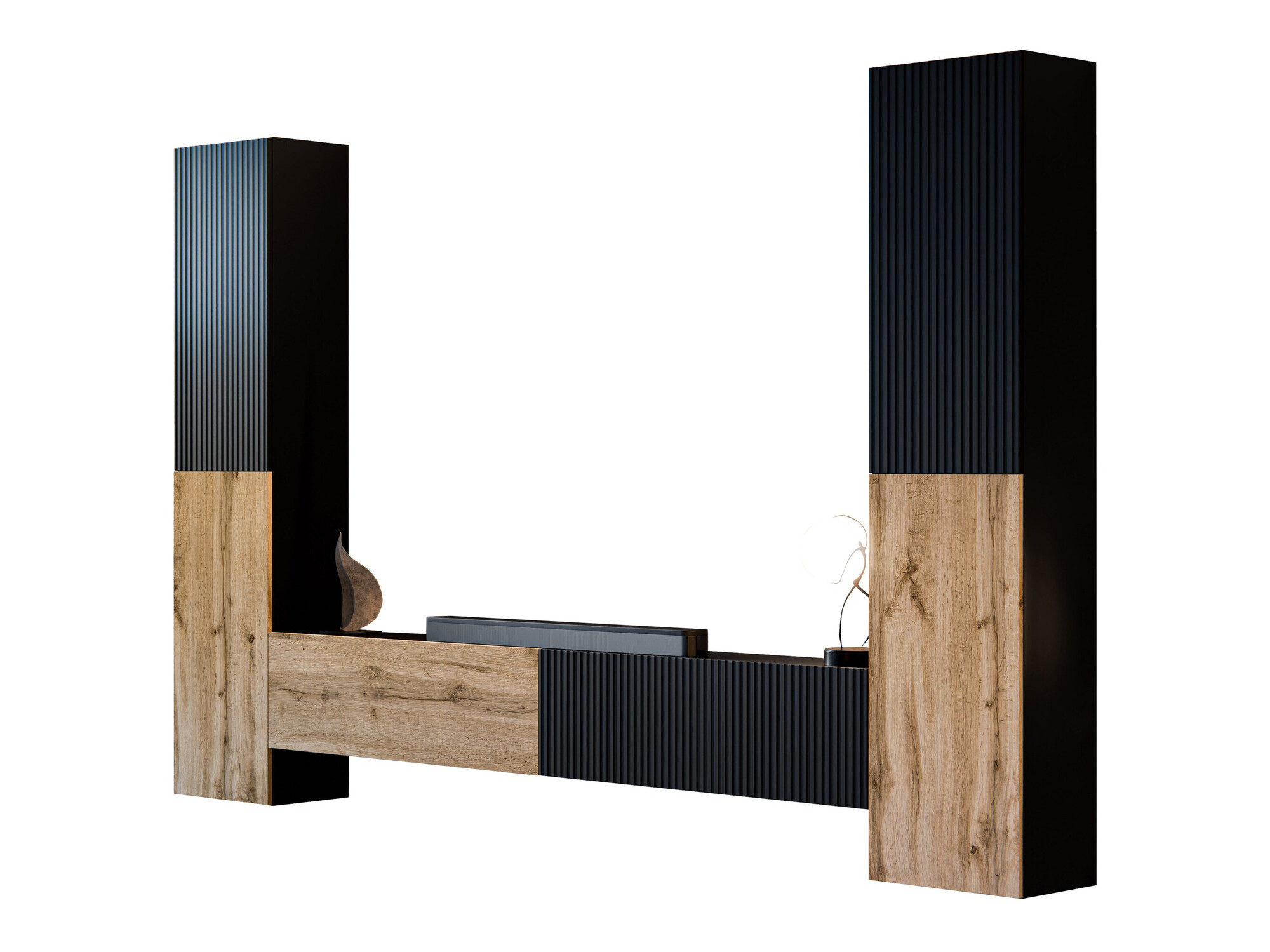 Set de living Species II (Negru + Stejar Wotan)