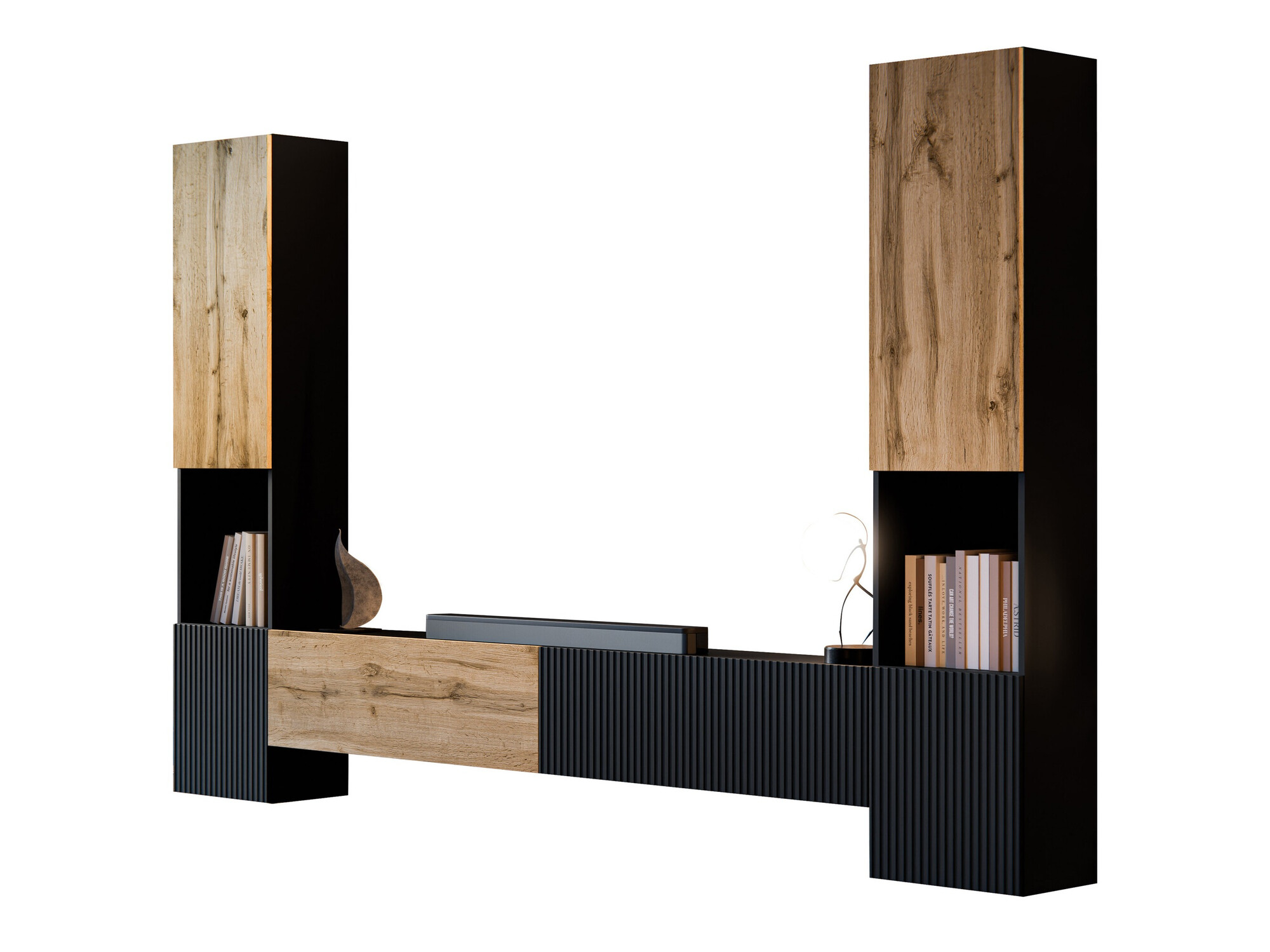 Set de living Species III (Negru + Stejar Wotan)