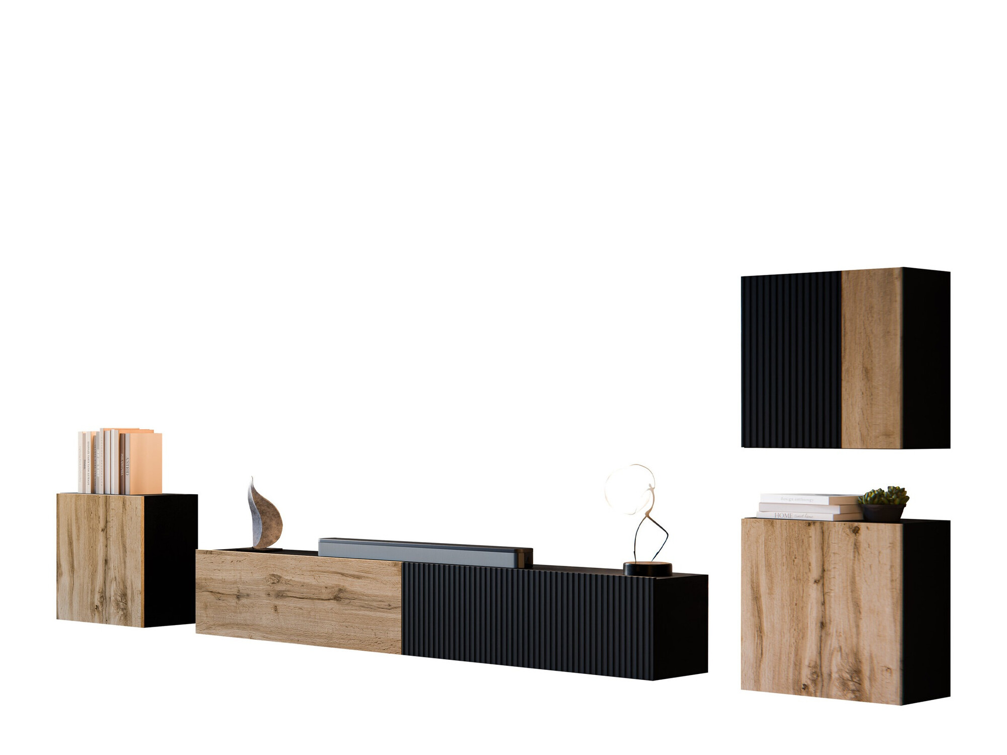 Set de living Species IV (Negru + Stejar Wotan)