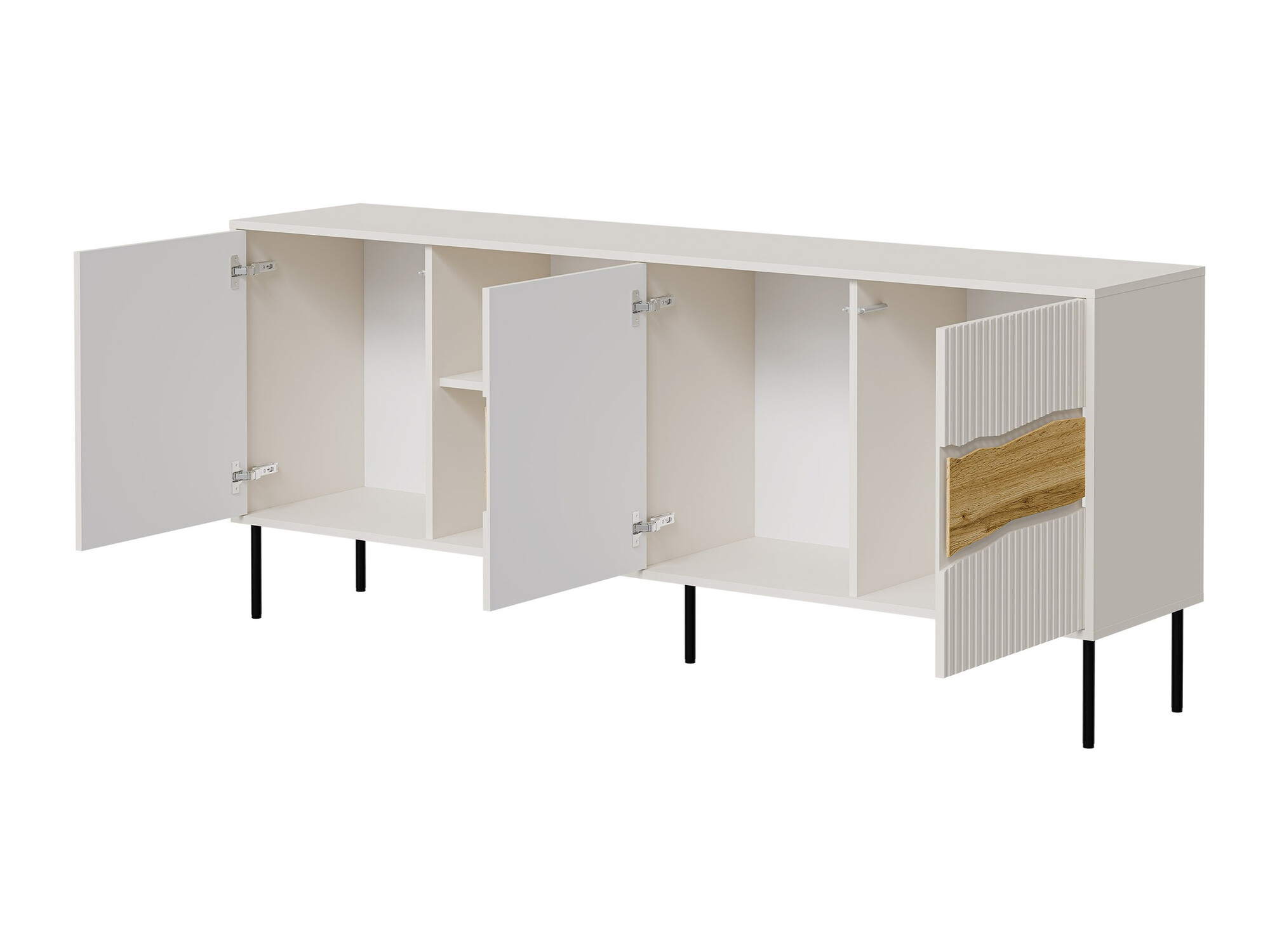 Set de living Monevare 105 (Negru + Stejar Wotan)