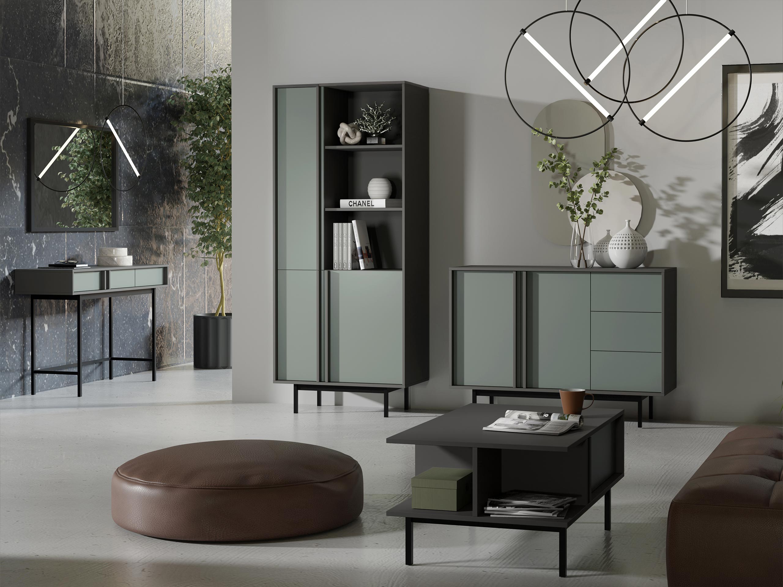 Set de living Levali 117 (Verde prăfuit)