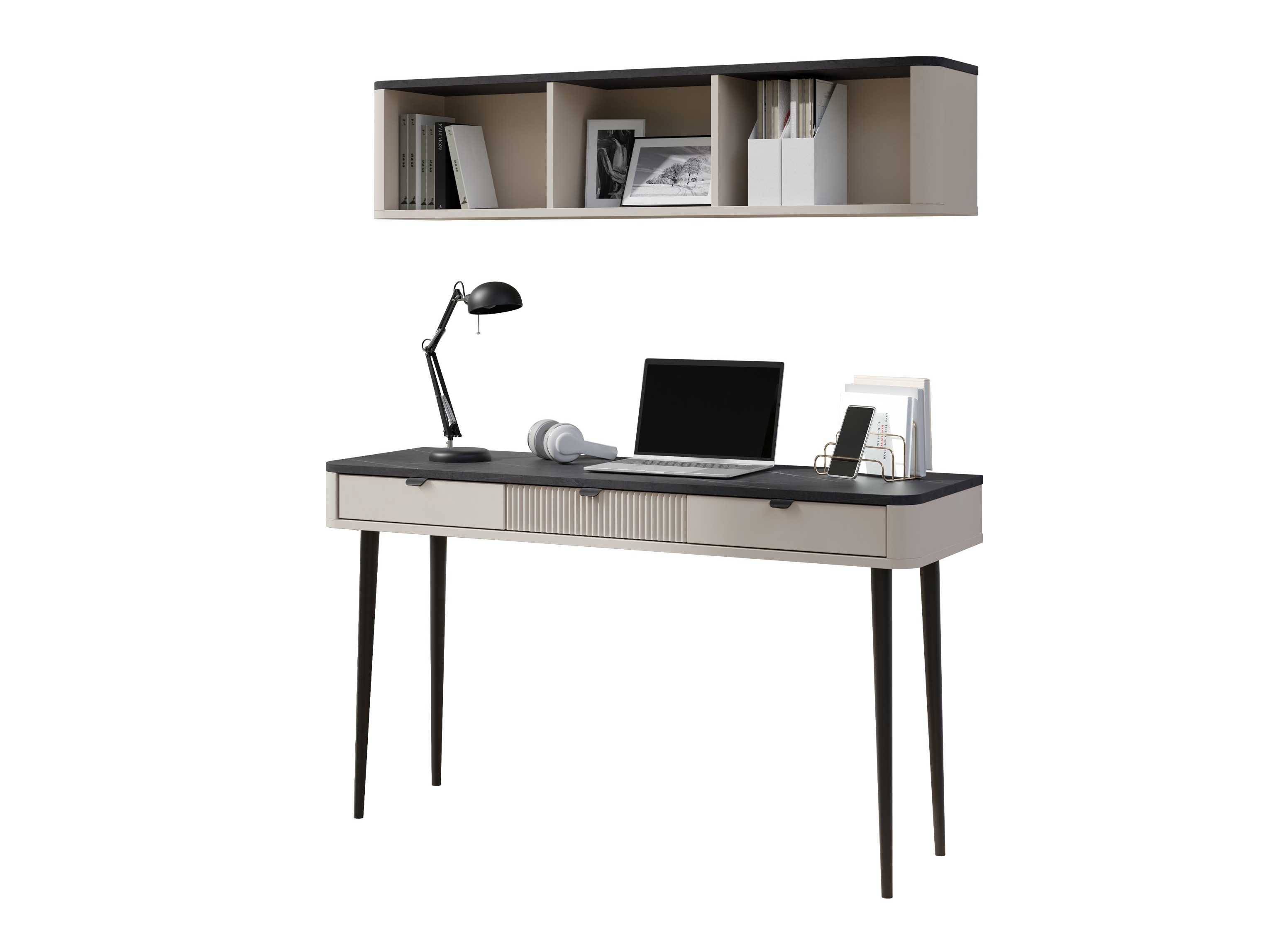Set birou acasă Lufela 123 (Cașmir + Marmură cenușie)