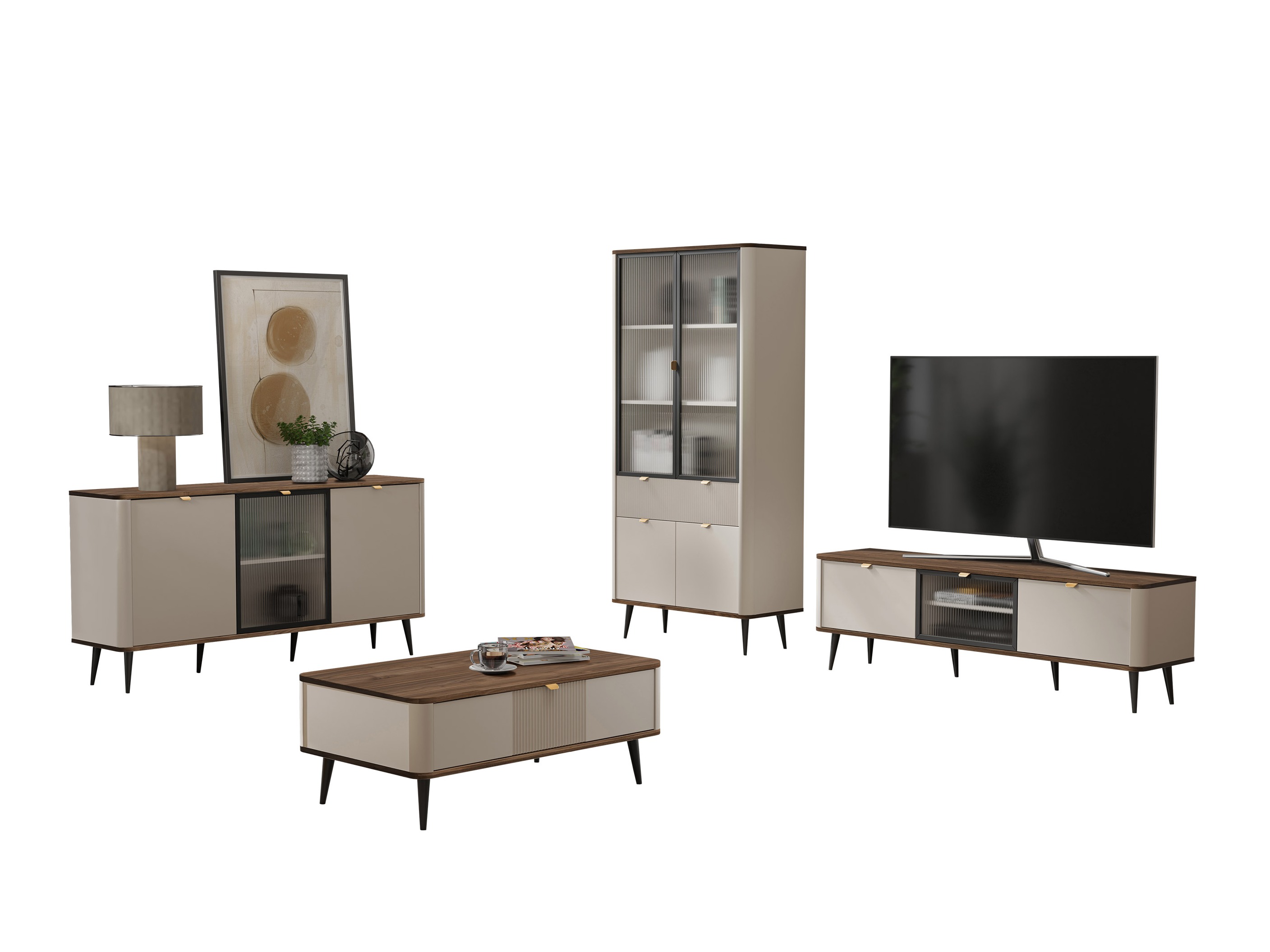 Set de living Lufela 120 (Cașmir + Nuc)