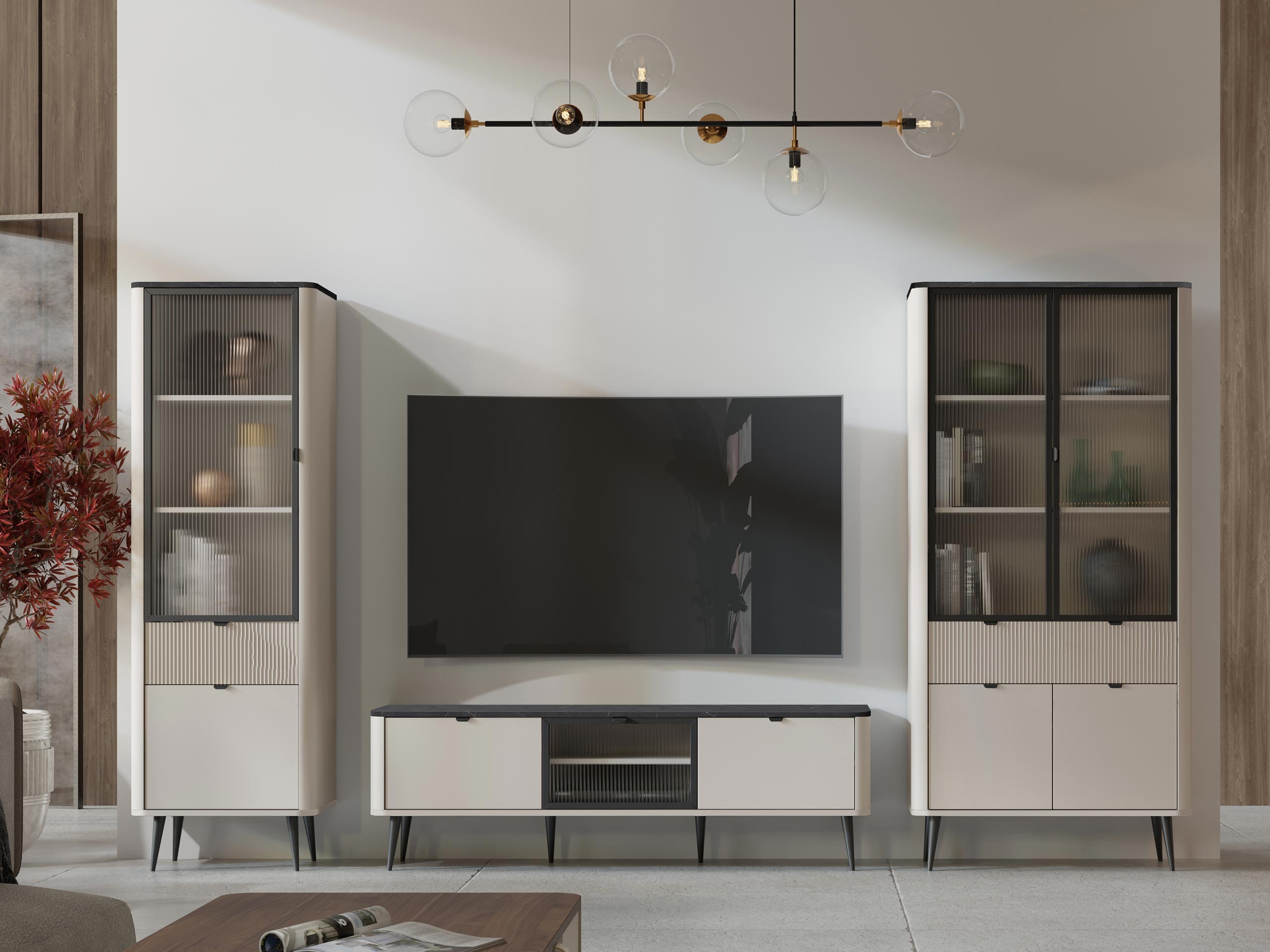 Set de living Lufela 121 (Cașmir + Marmură cenușie)