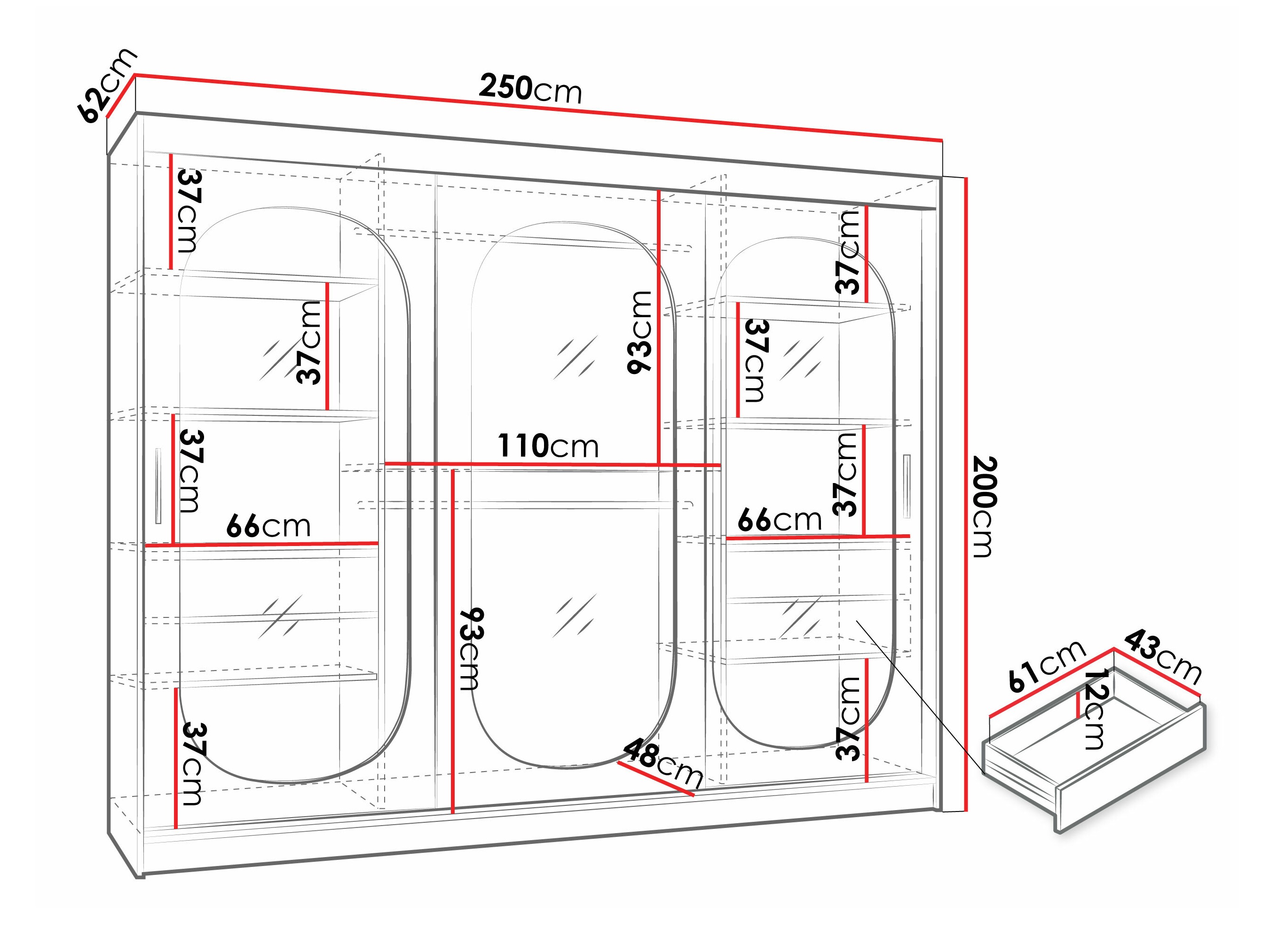 Dulap Hartford 522 (Negru)