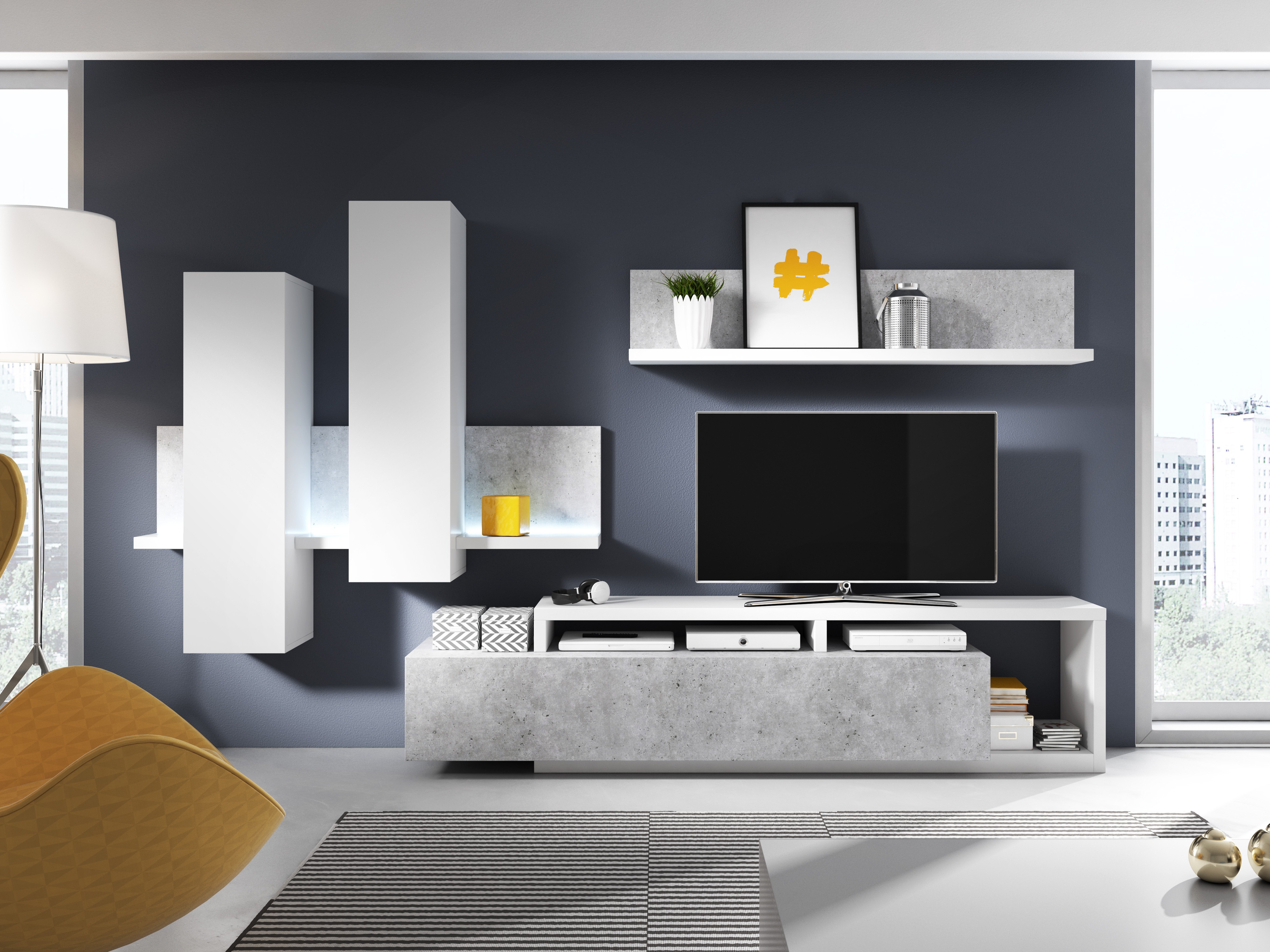 Set de living Lutiva 100 (Alb + Beton)