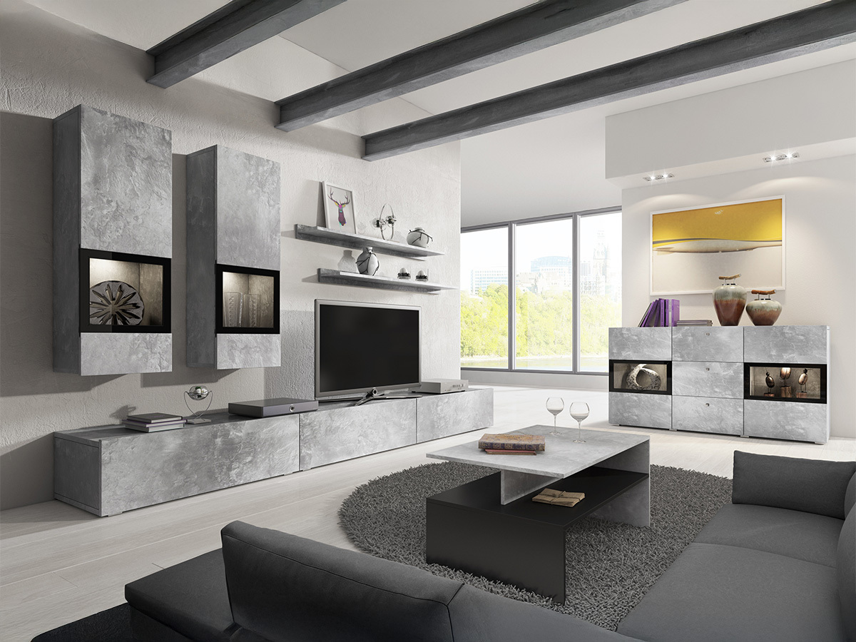 Măsuță de cafea Serodeu 103 (Beton + Negru)