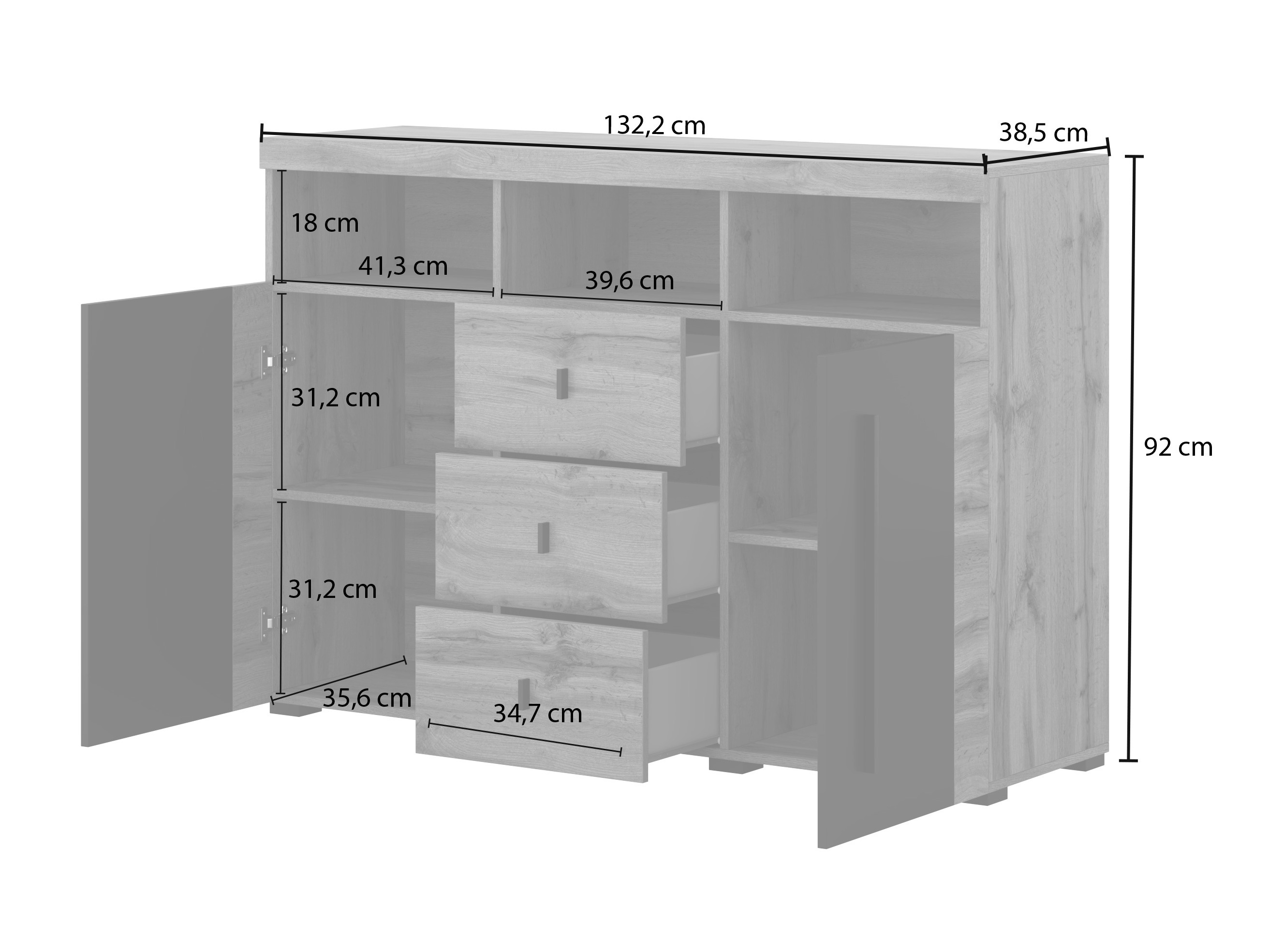 Comodă Sorciro 101 (Nuca + Stejar închis)