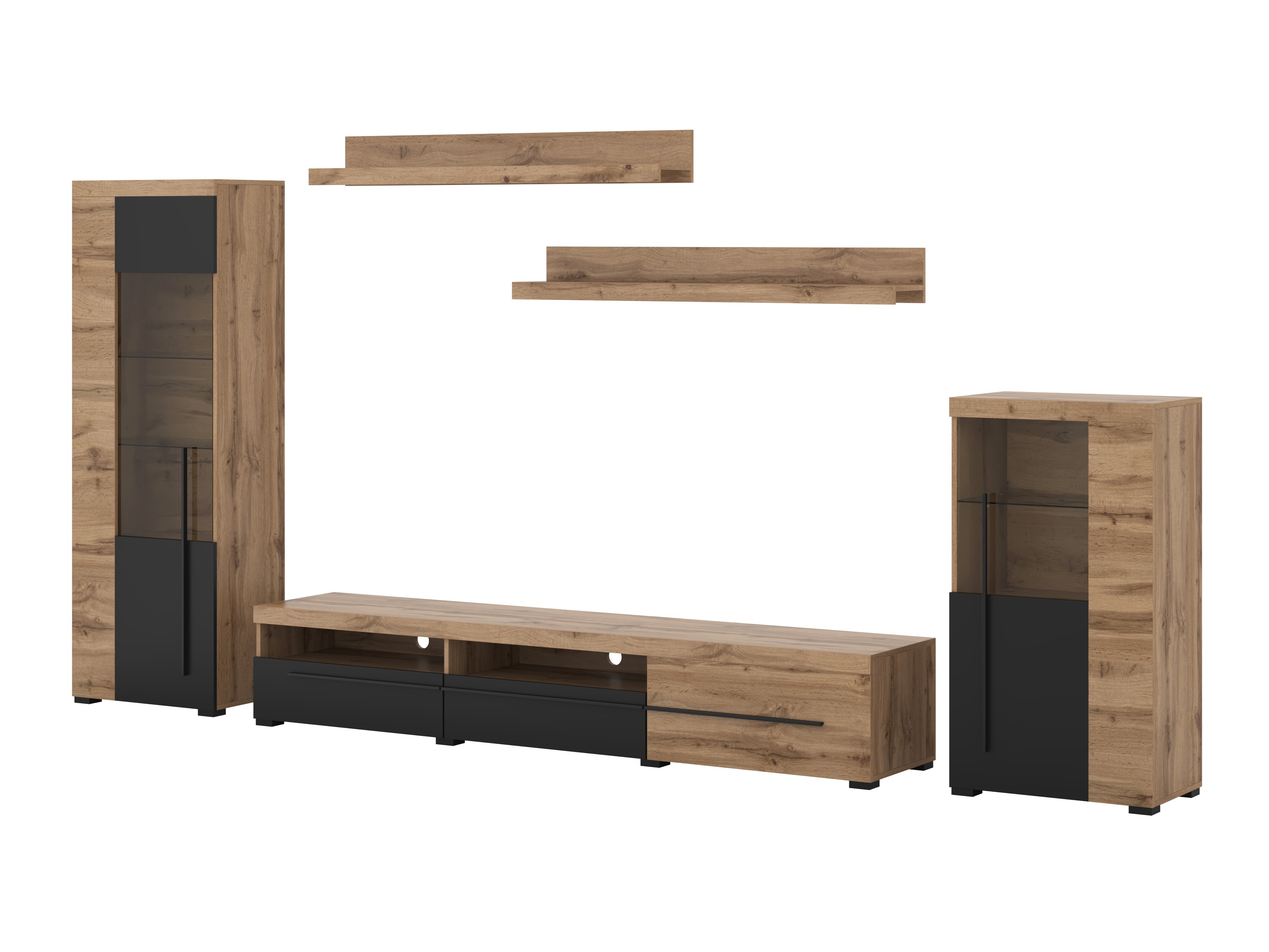 Set de living Sorciro 103 (Negru + Stejar Wotan)