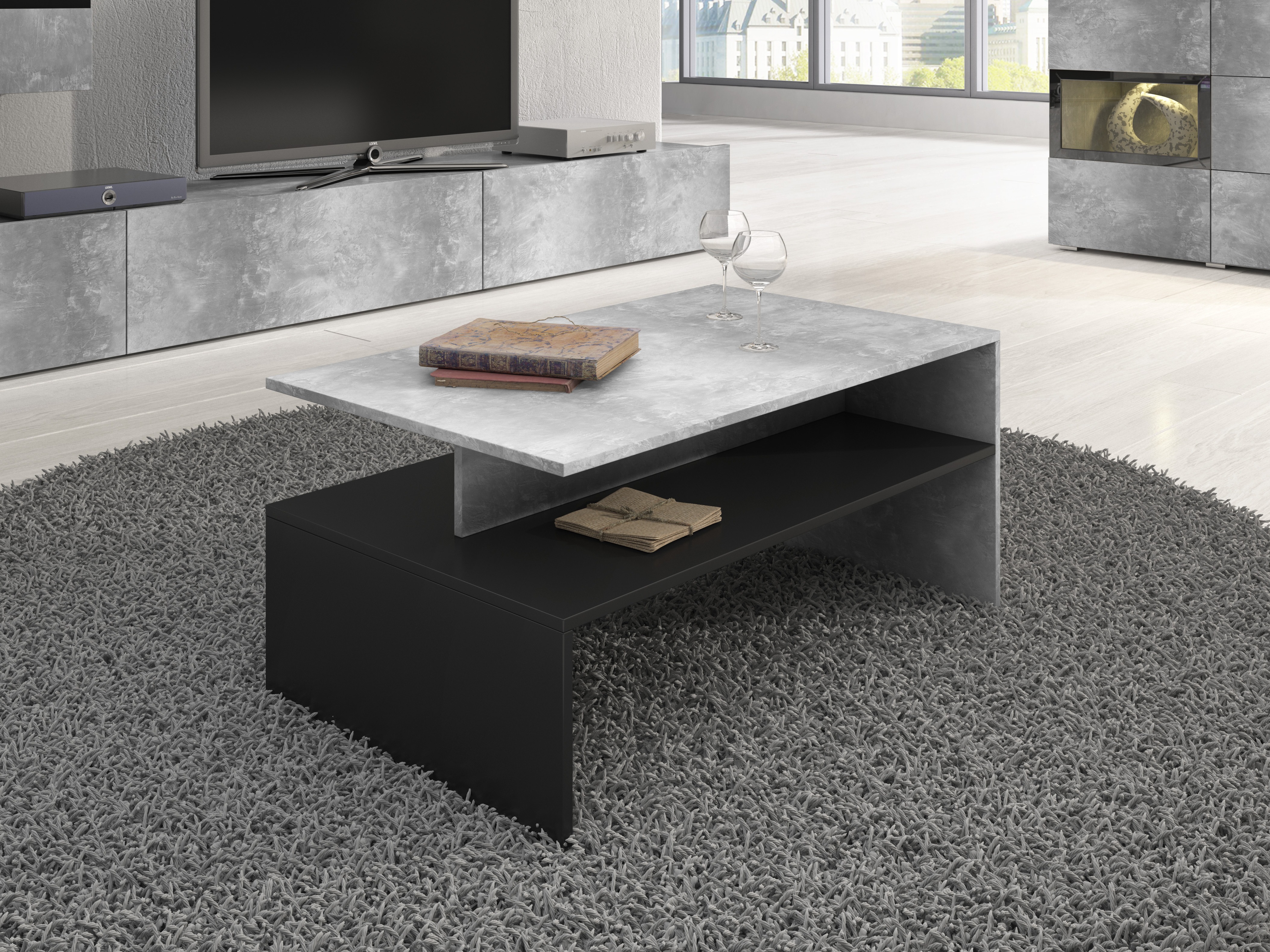 Măsuță de cafea Serodeu 103 (Beton + Negru)