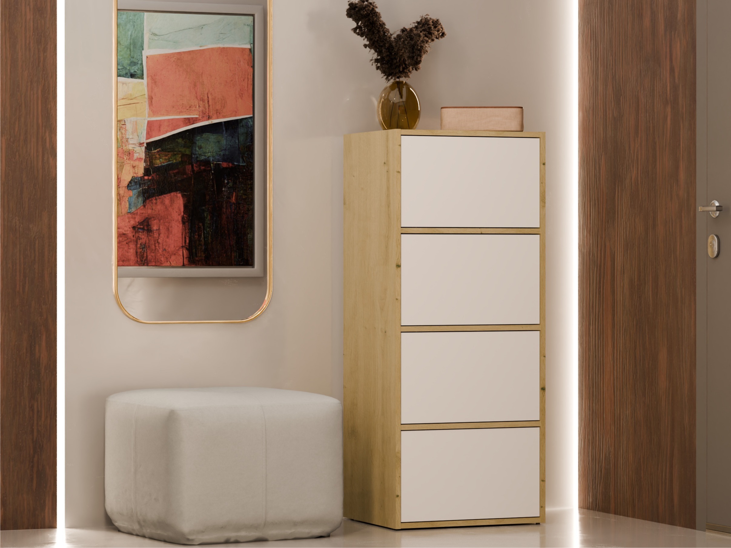 Bufet Mandeville 298 (Alb + Stejar artizan)