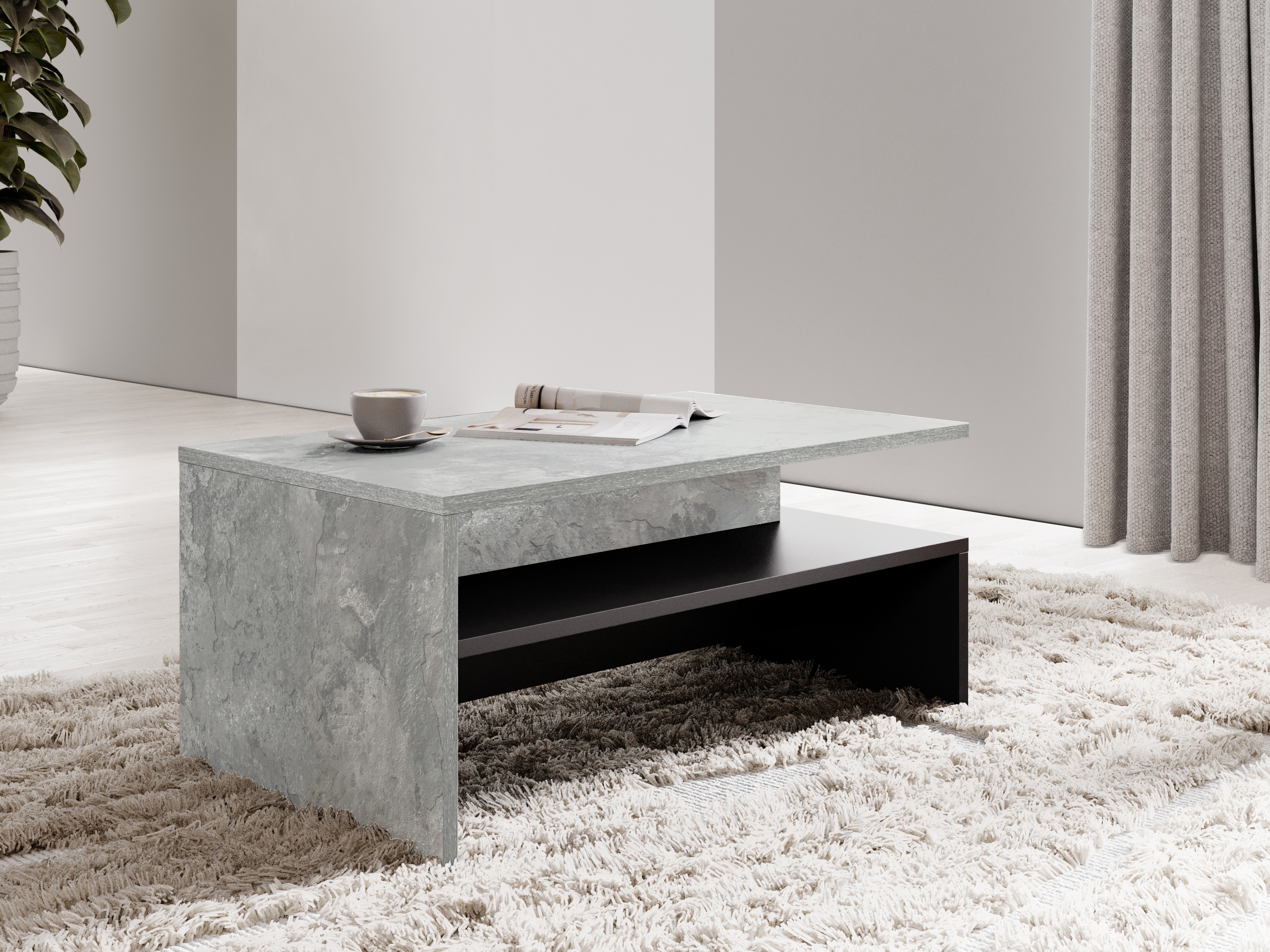 Măsuță de cafea Serodeu 103 (Beton + Negru)